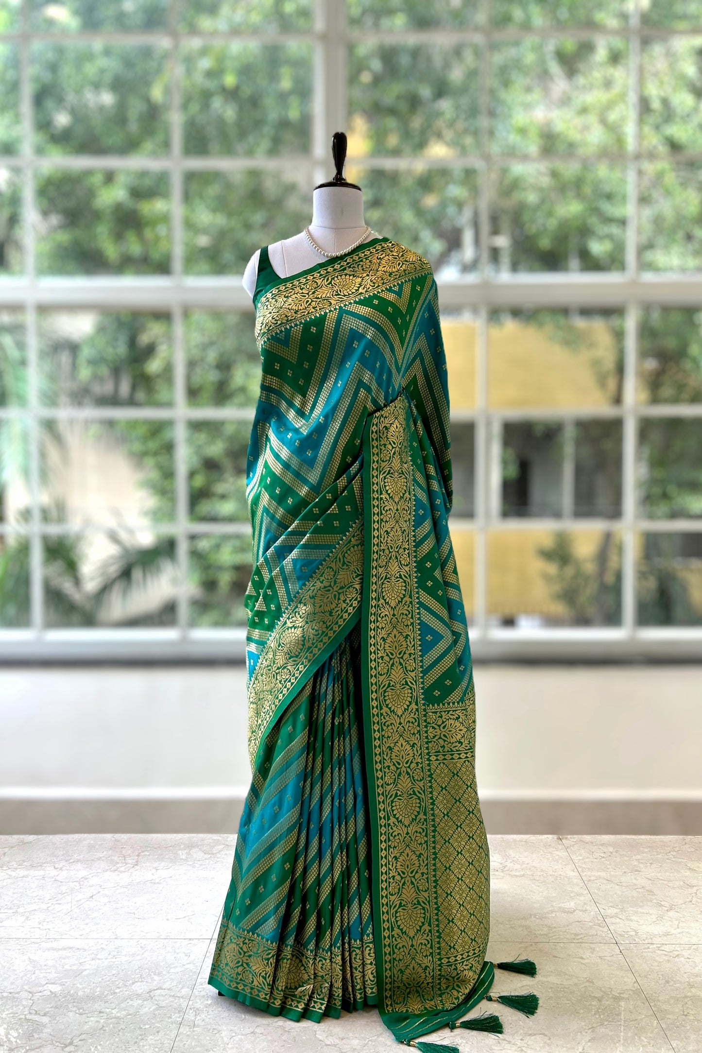 Mystical green silk saree