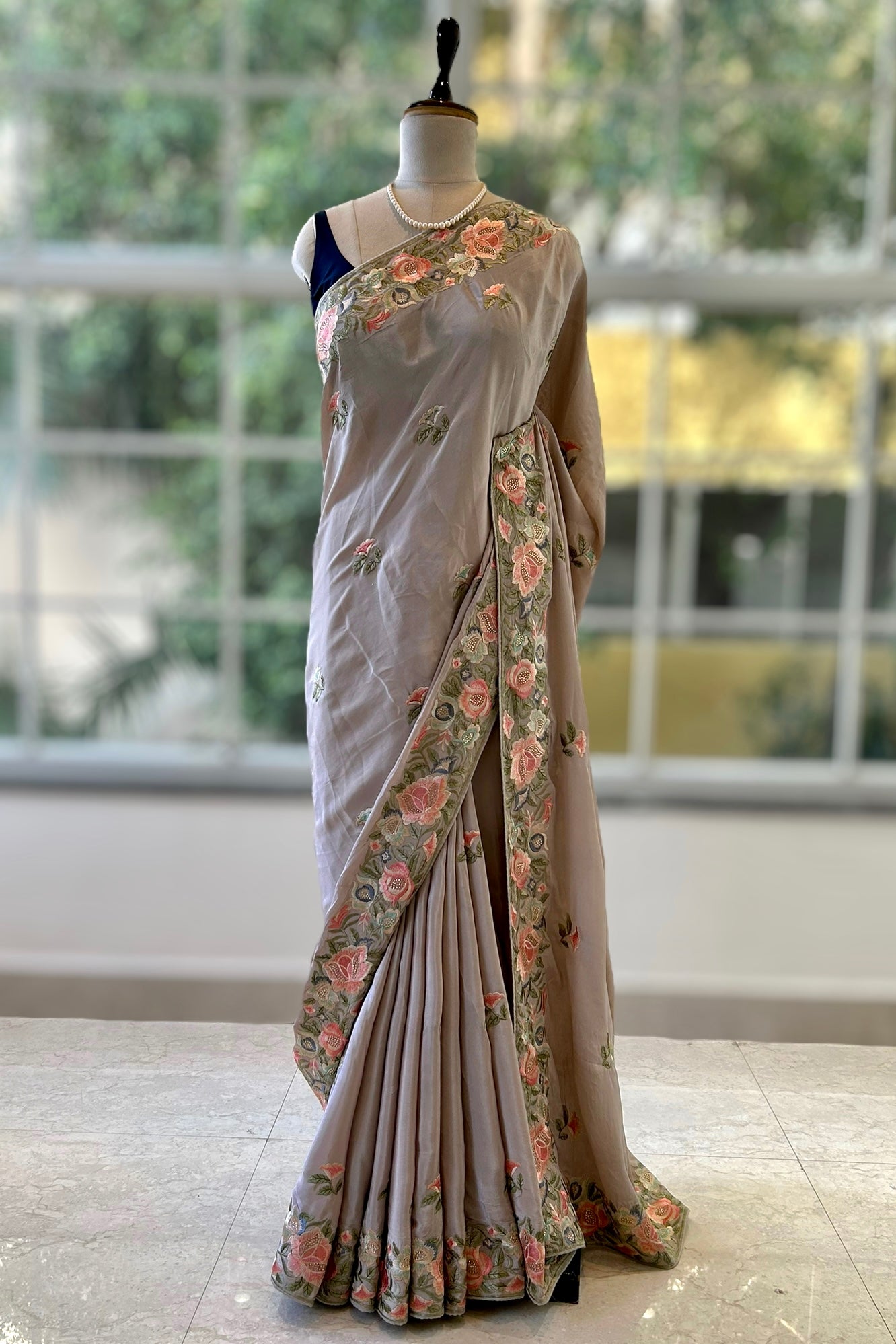 Floral Embroidered saree