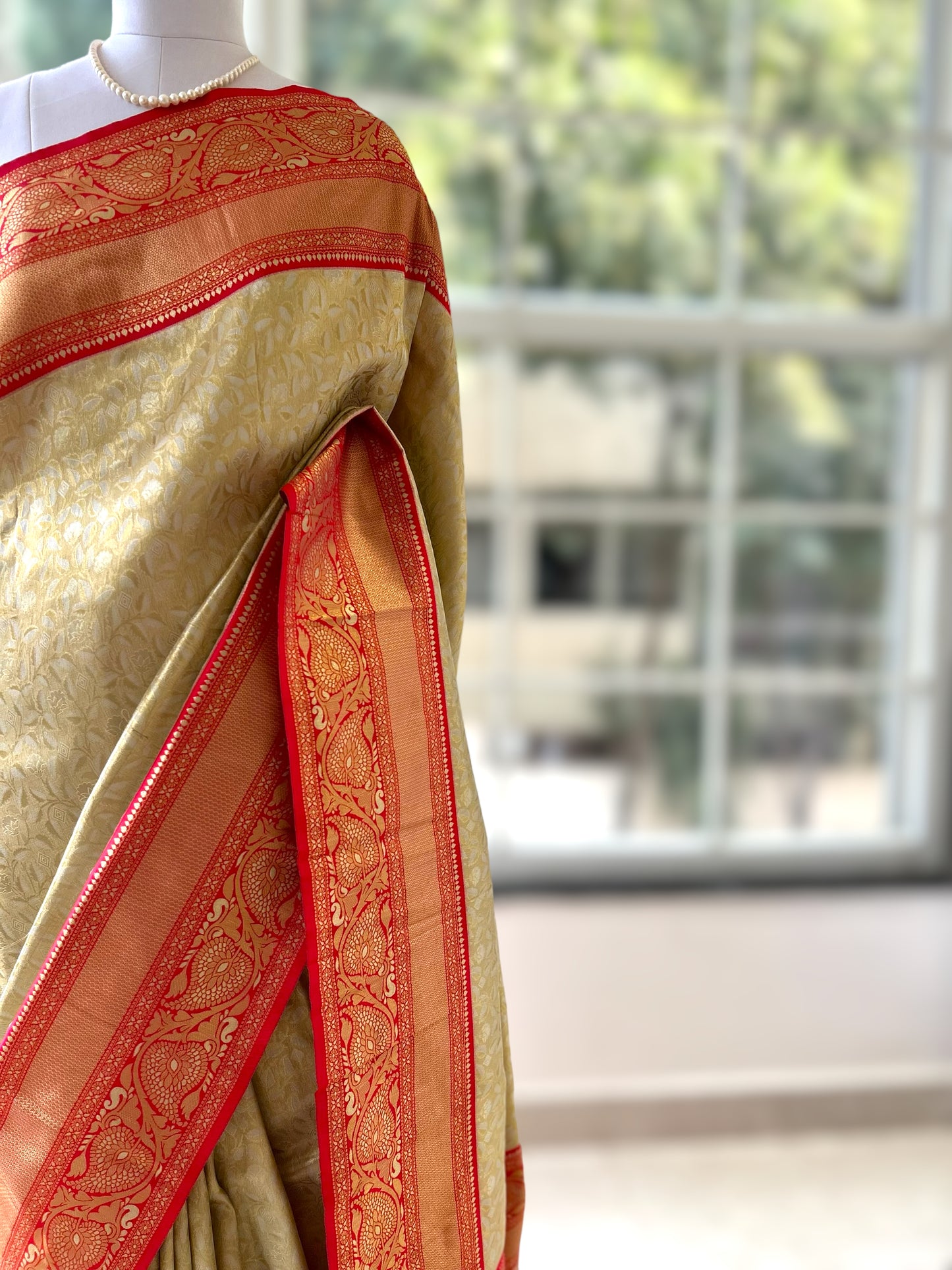 Golden silk saree