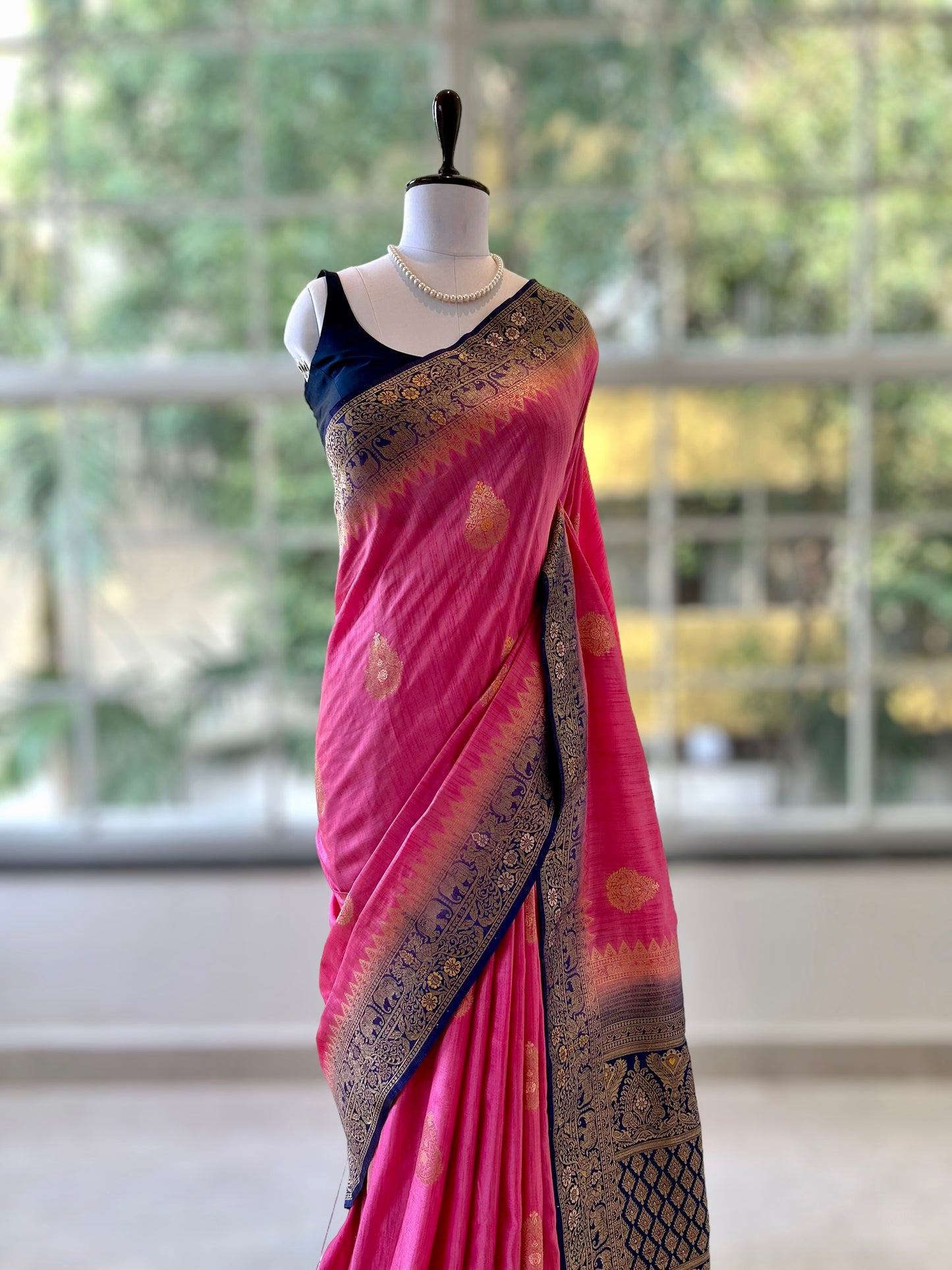 Pink soft silk saree