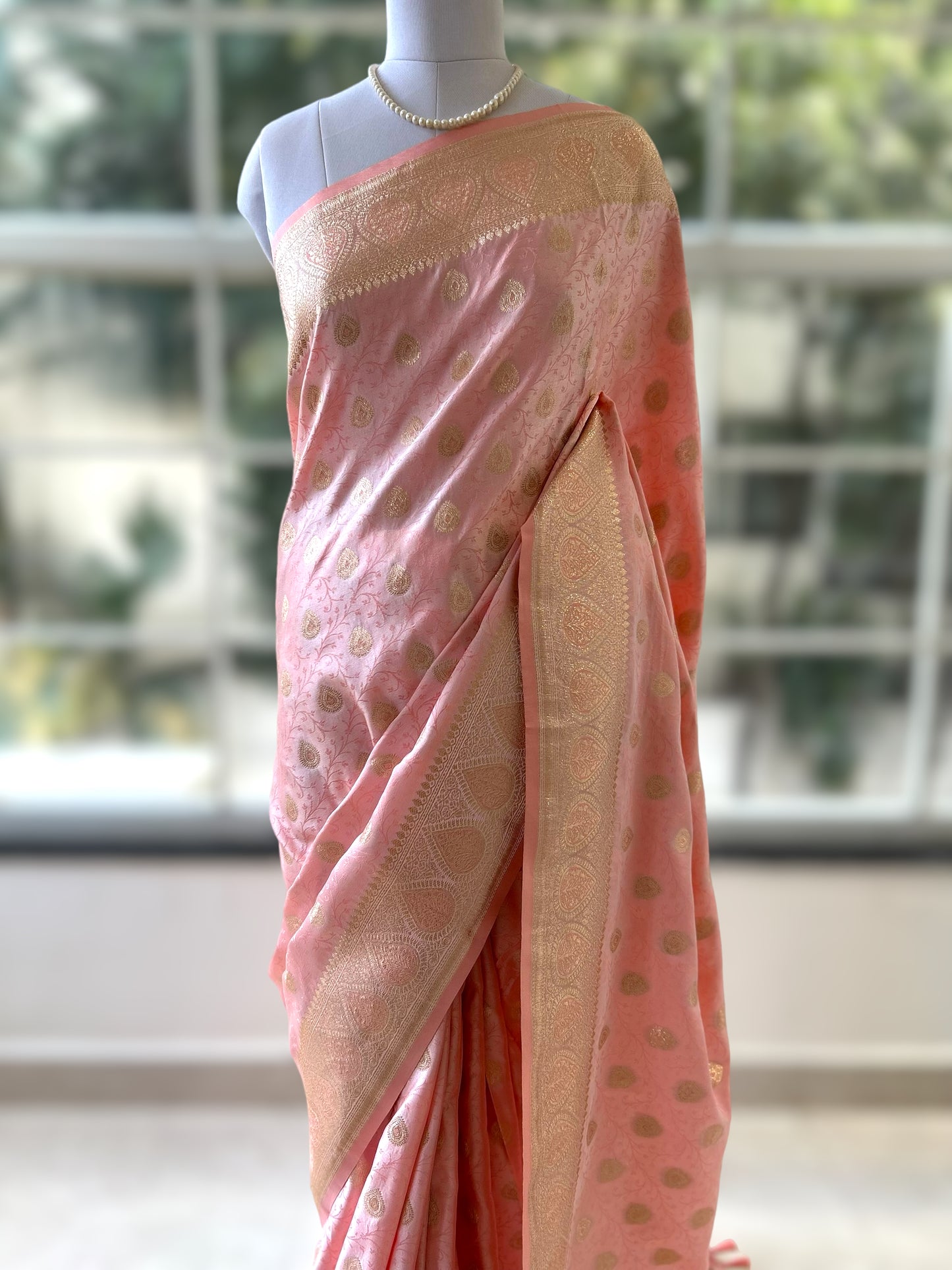 Zariwork silk saree - Baby Pink