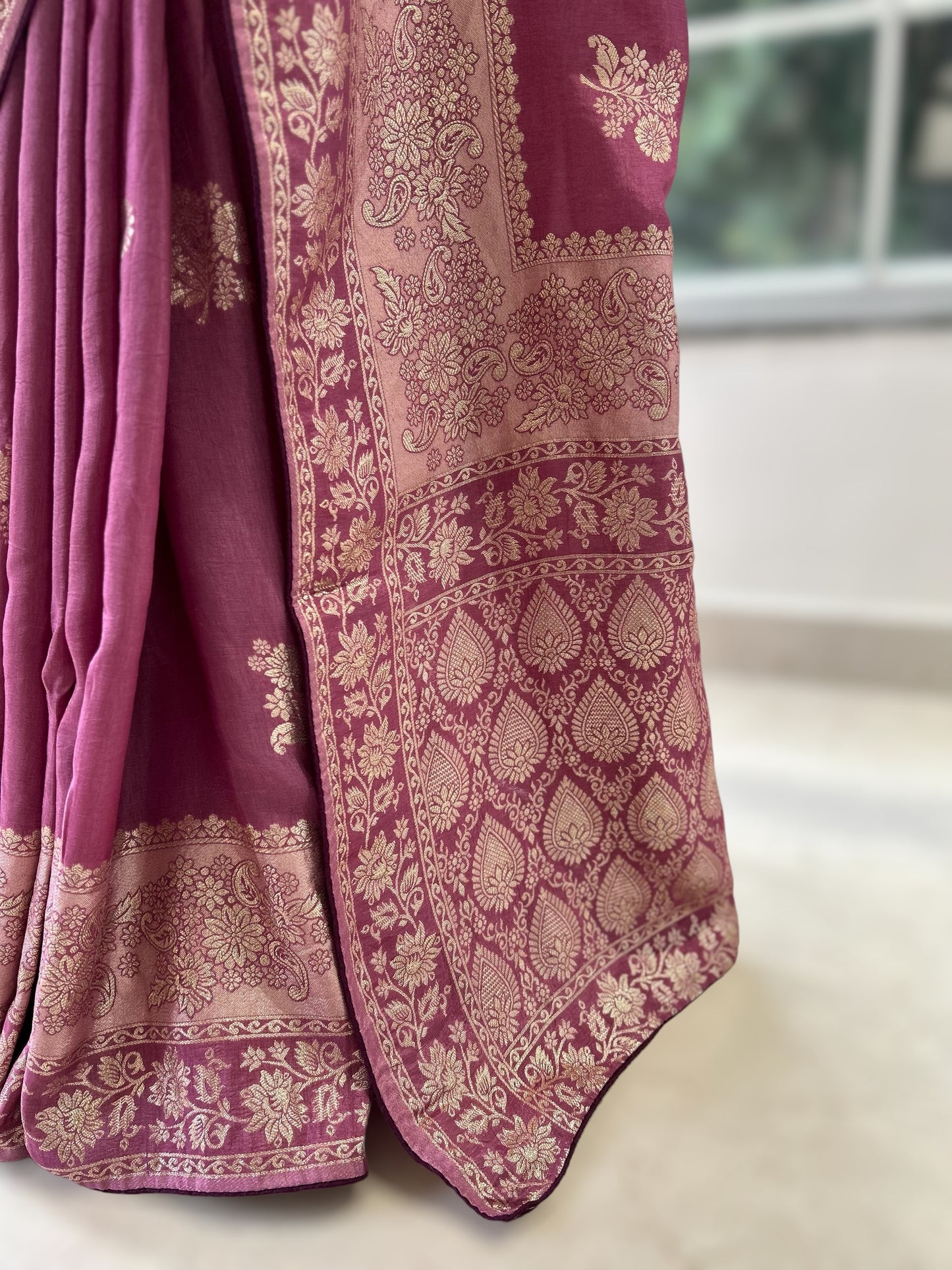 Purple dola silk saree