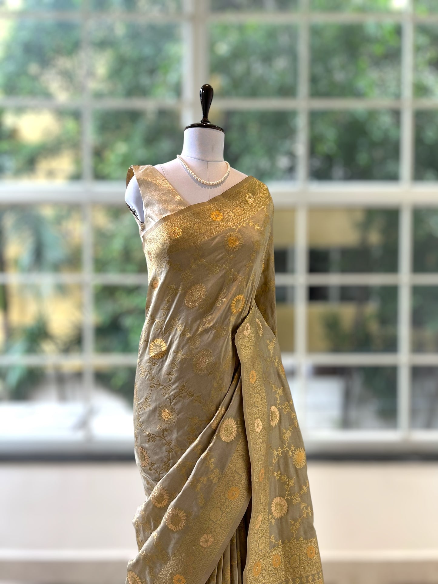 Golden soft silk saree