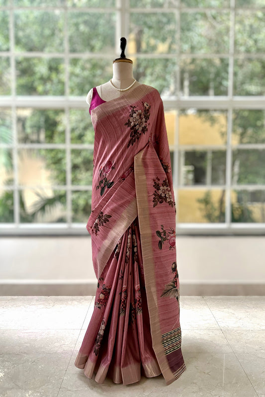 Pink Floral saree