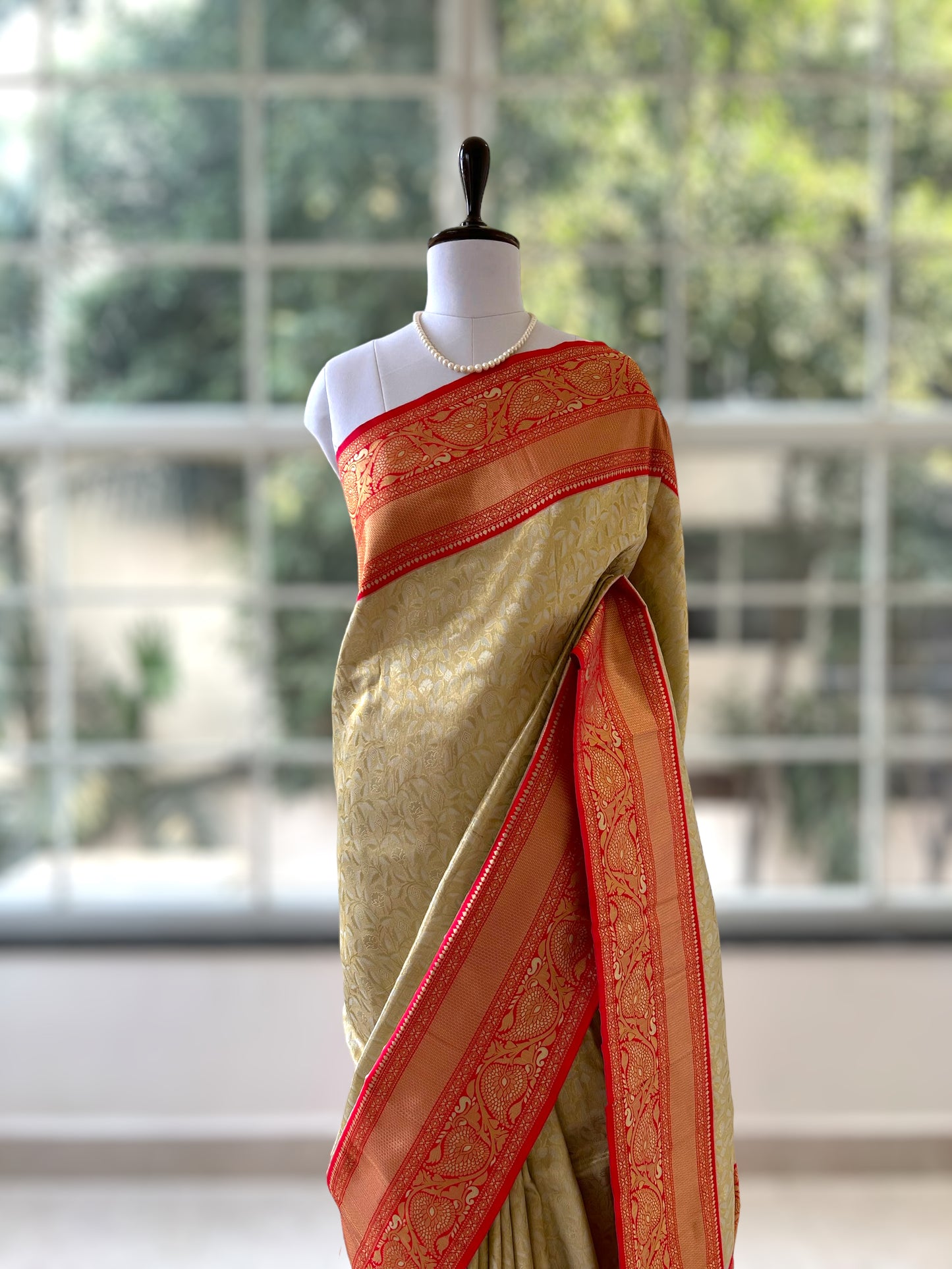 Golden silk saree