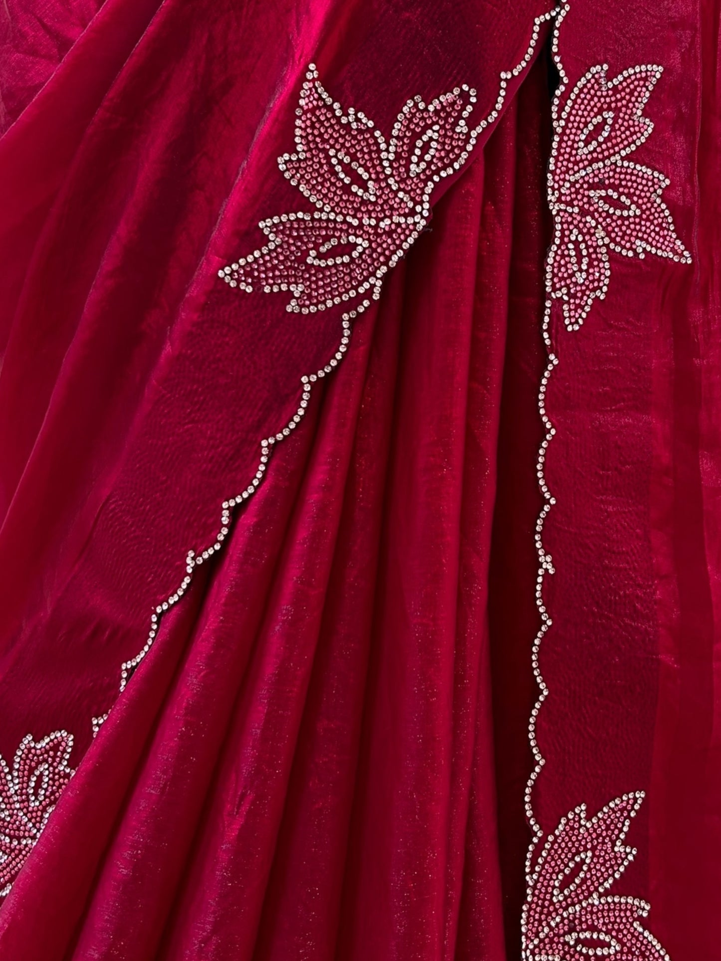 Fendy satin saree - Crimson