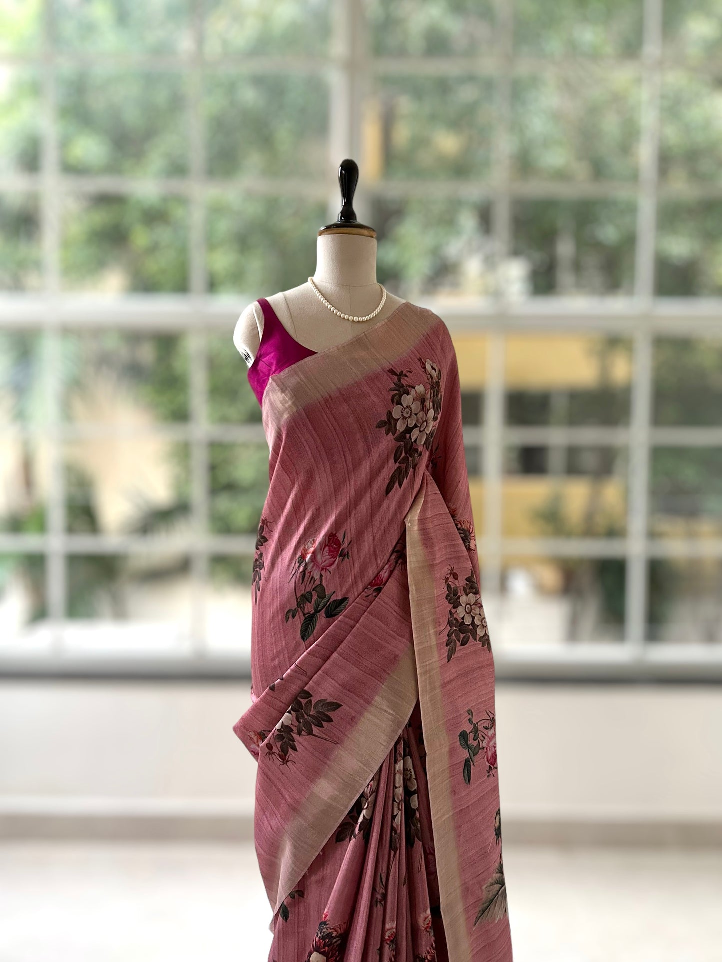 Pink Floral saree