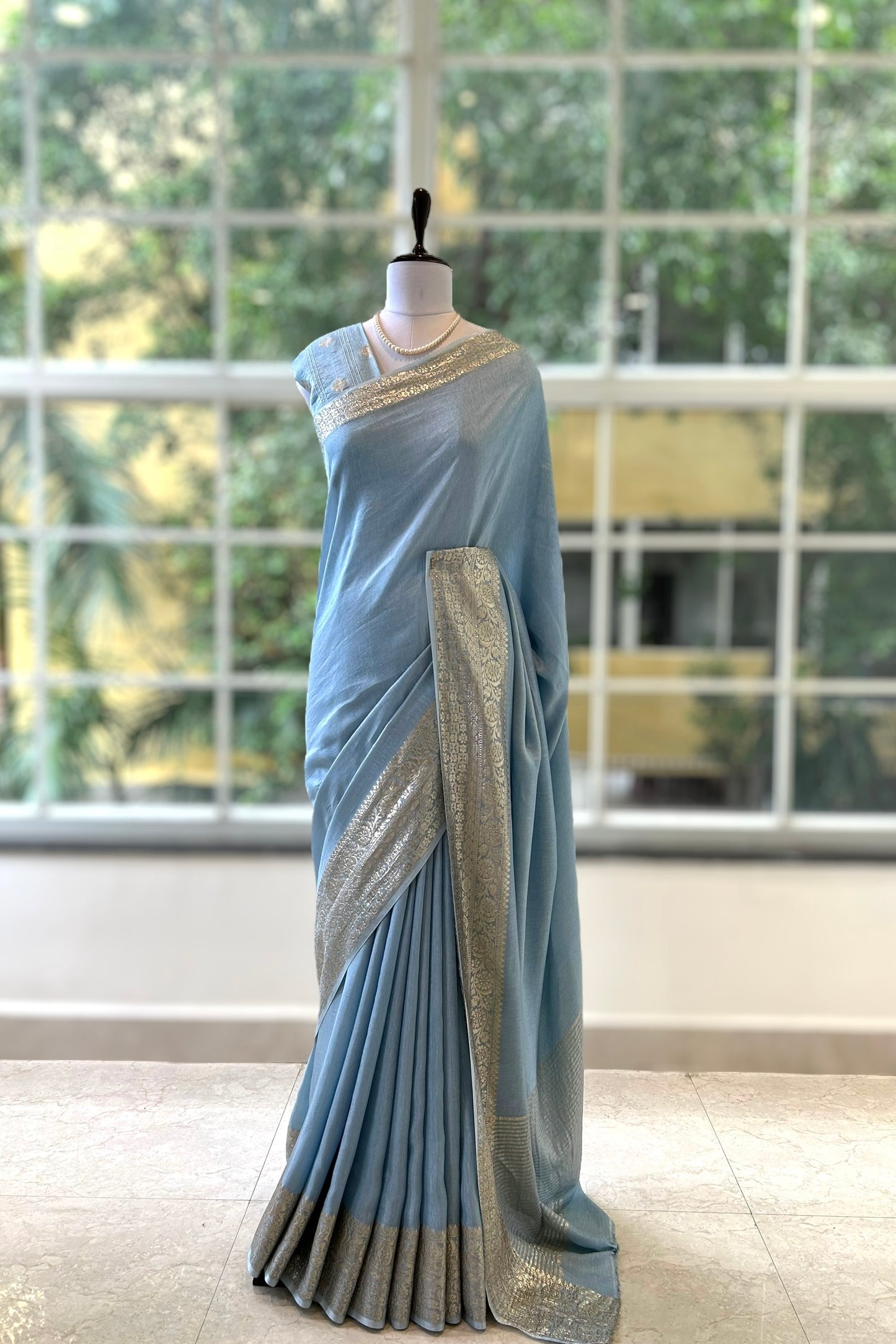 Dola silk saree - Sky blue