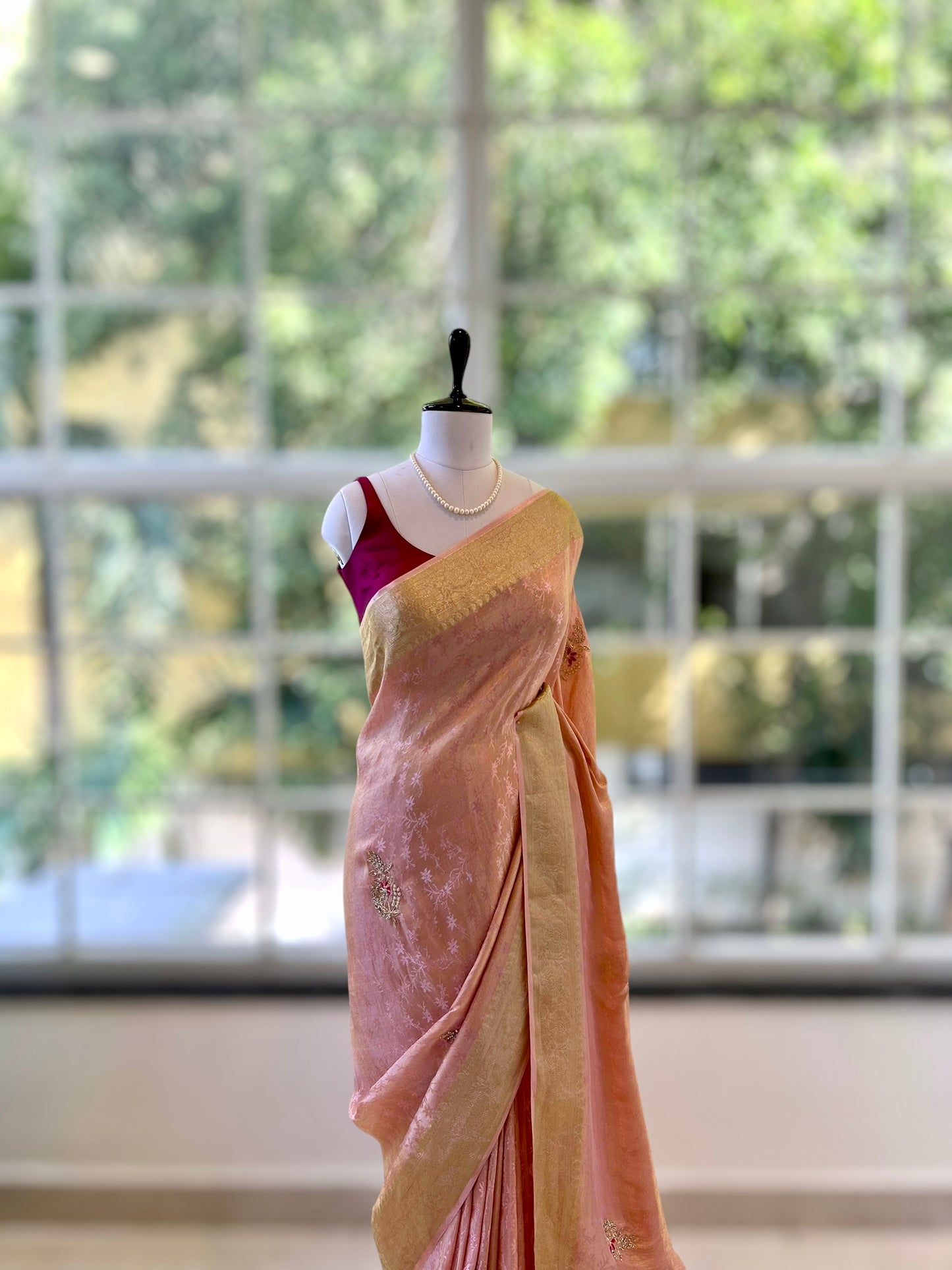 Soft tissue saree - Pink