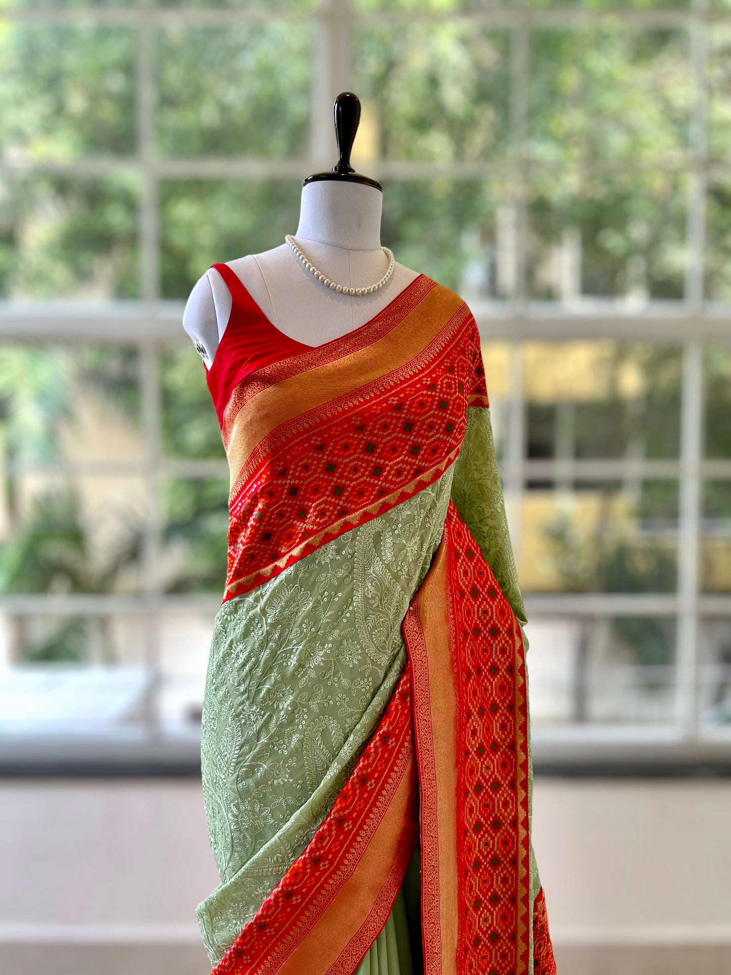 Chikankari Saree - Green