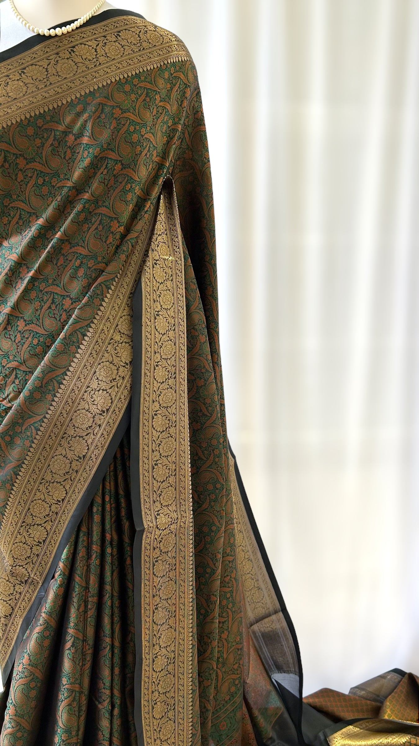 Soft silk printed saree - Green