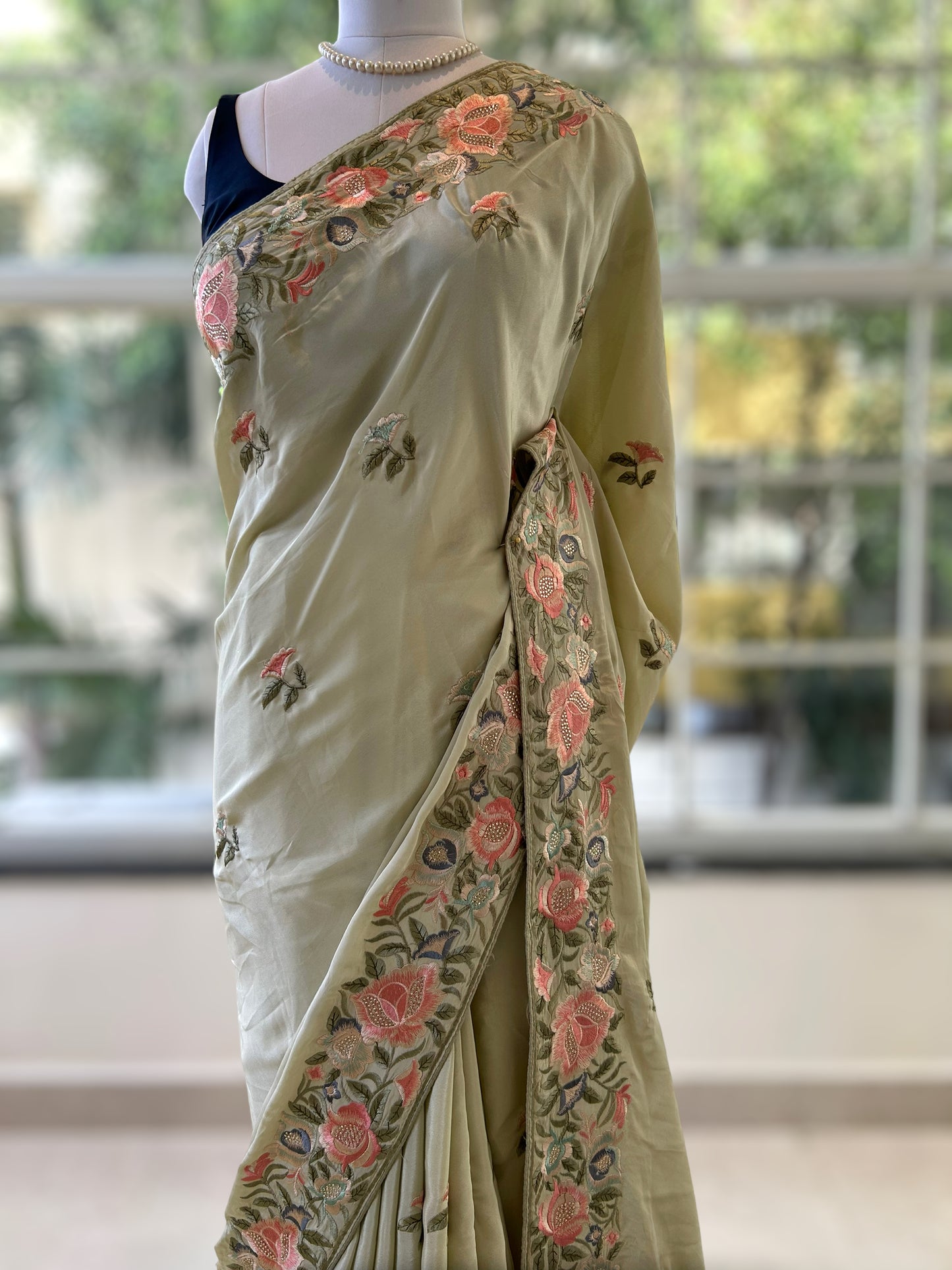 Floral Embroidered saree