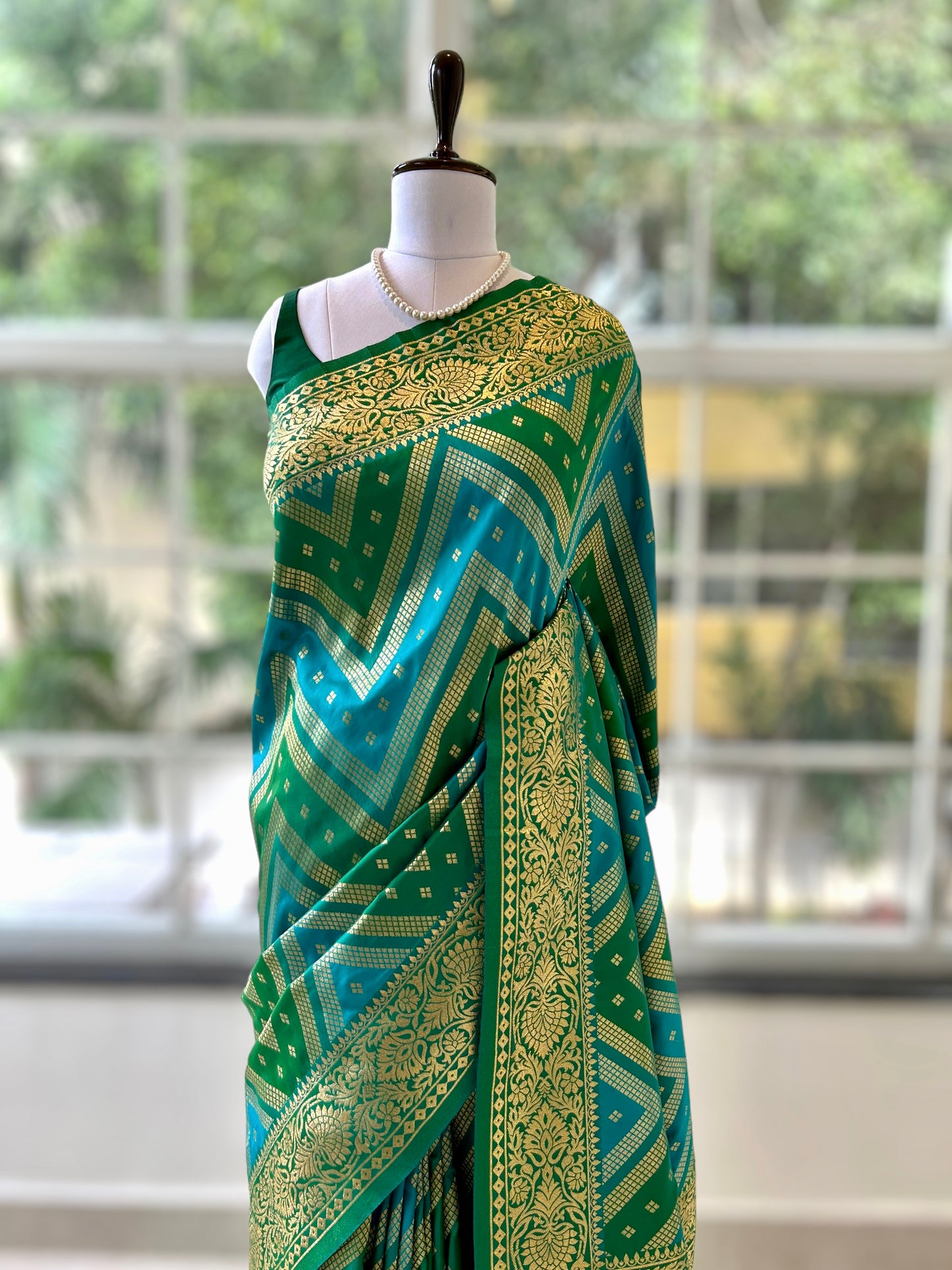 Mystical green silk saree