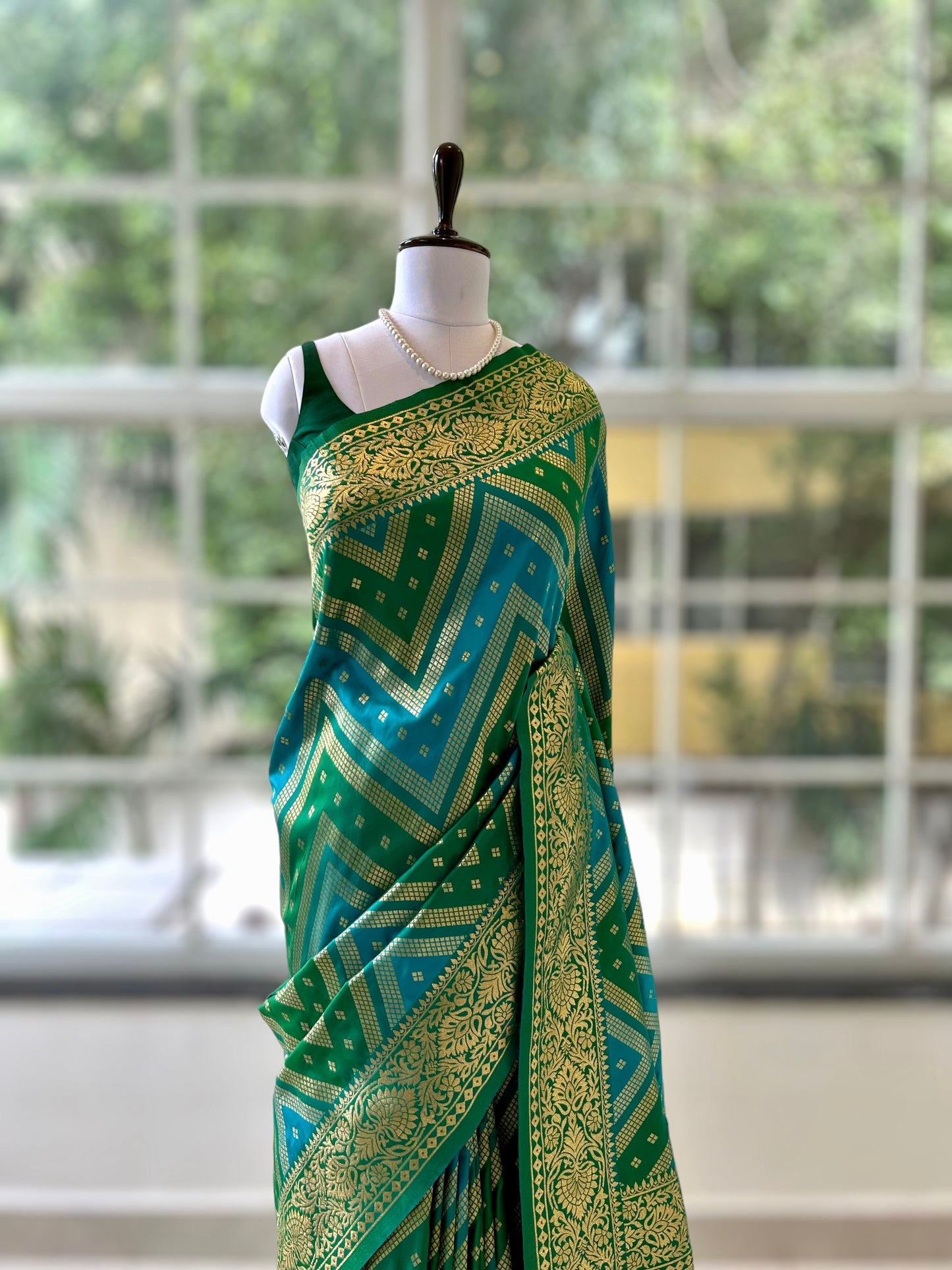 Mystical green silk saree