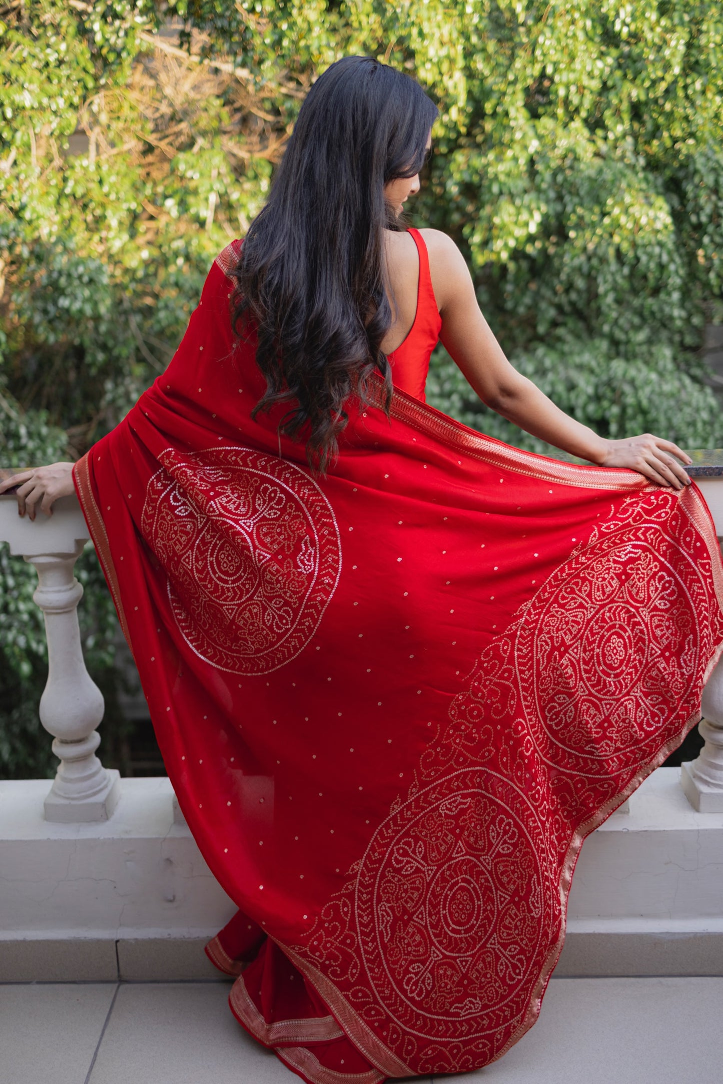 Red pure dola silk saree