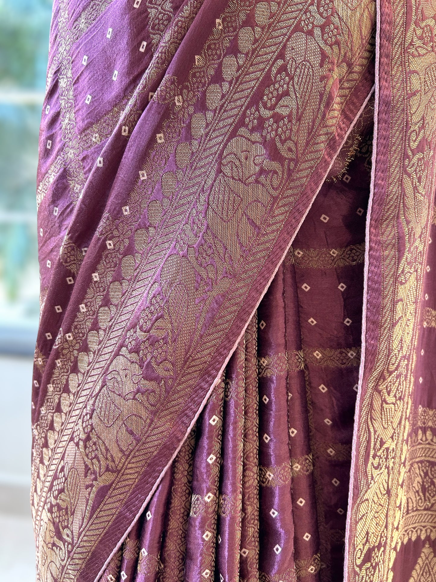 Purple modal satin saree