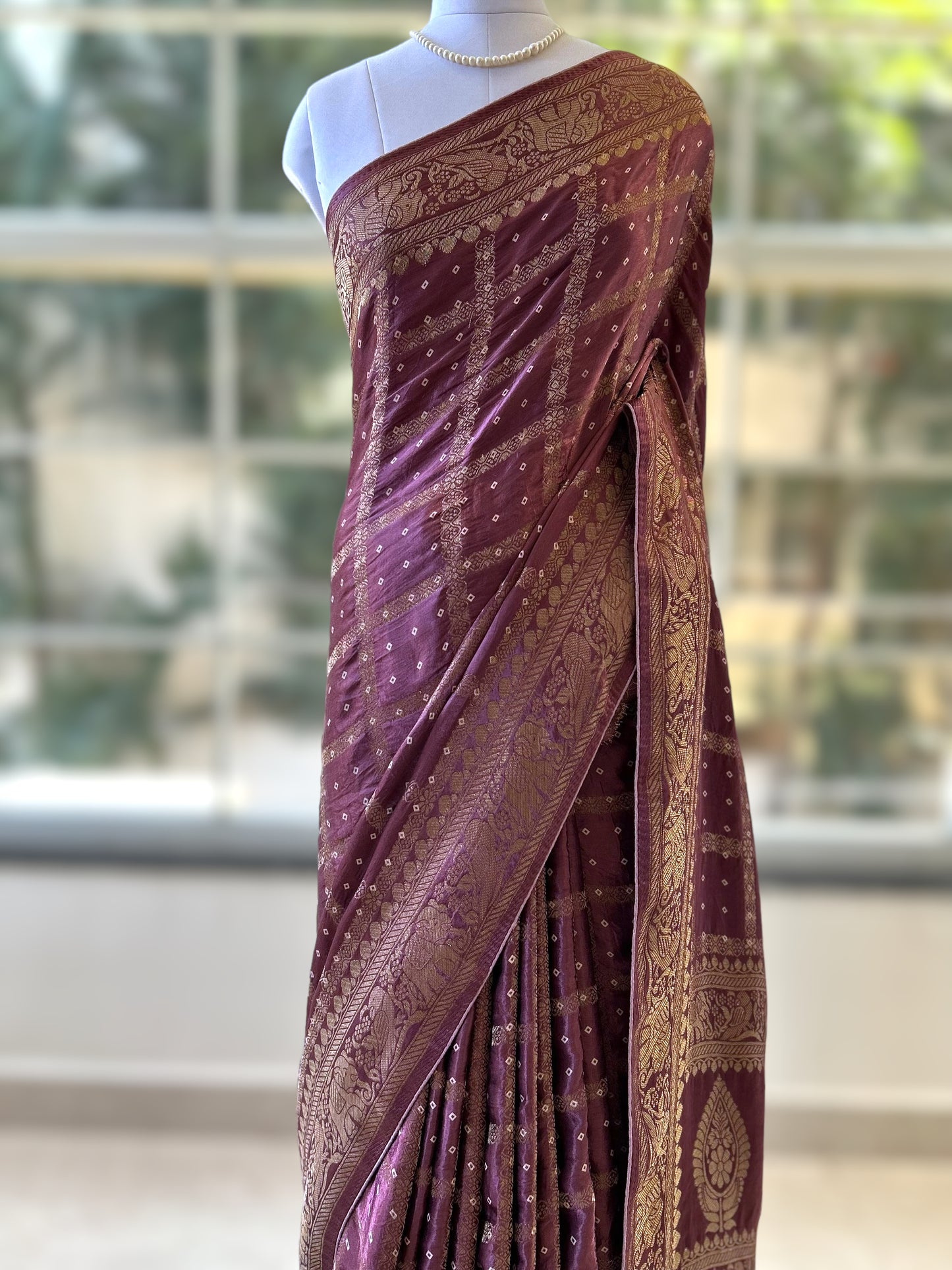 Purple modal satin saree