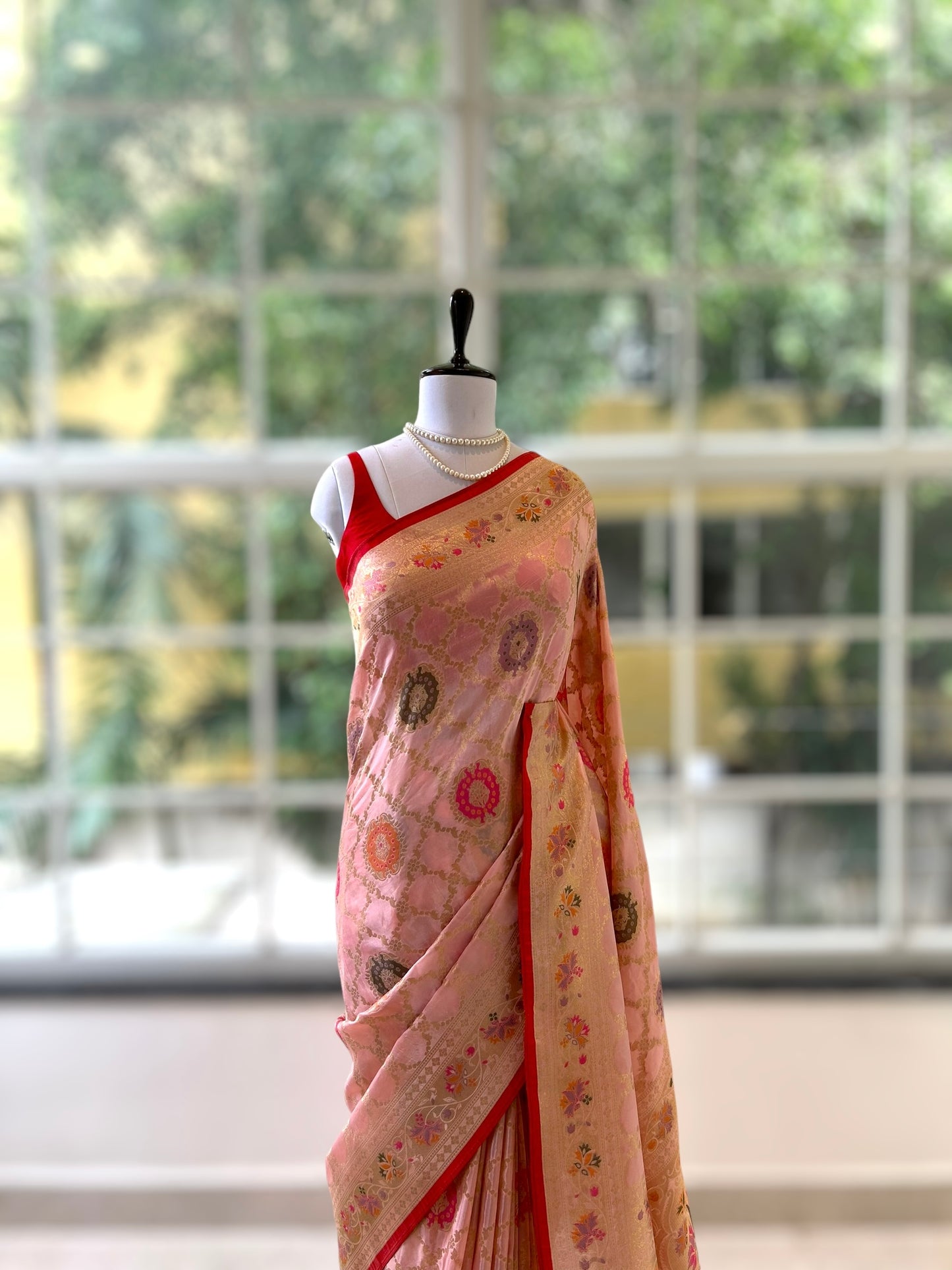 Zari silk saree - Baby Pink