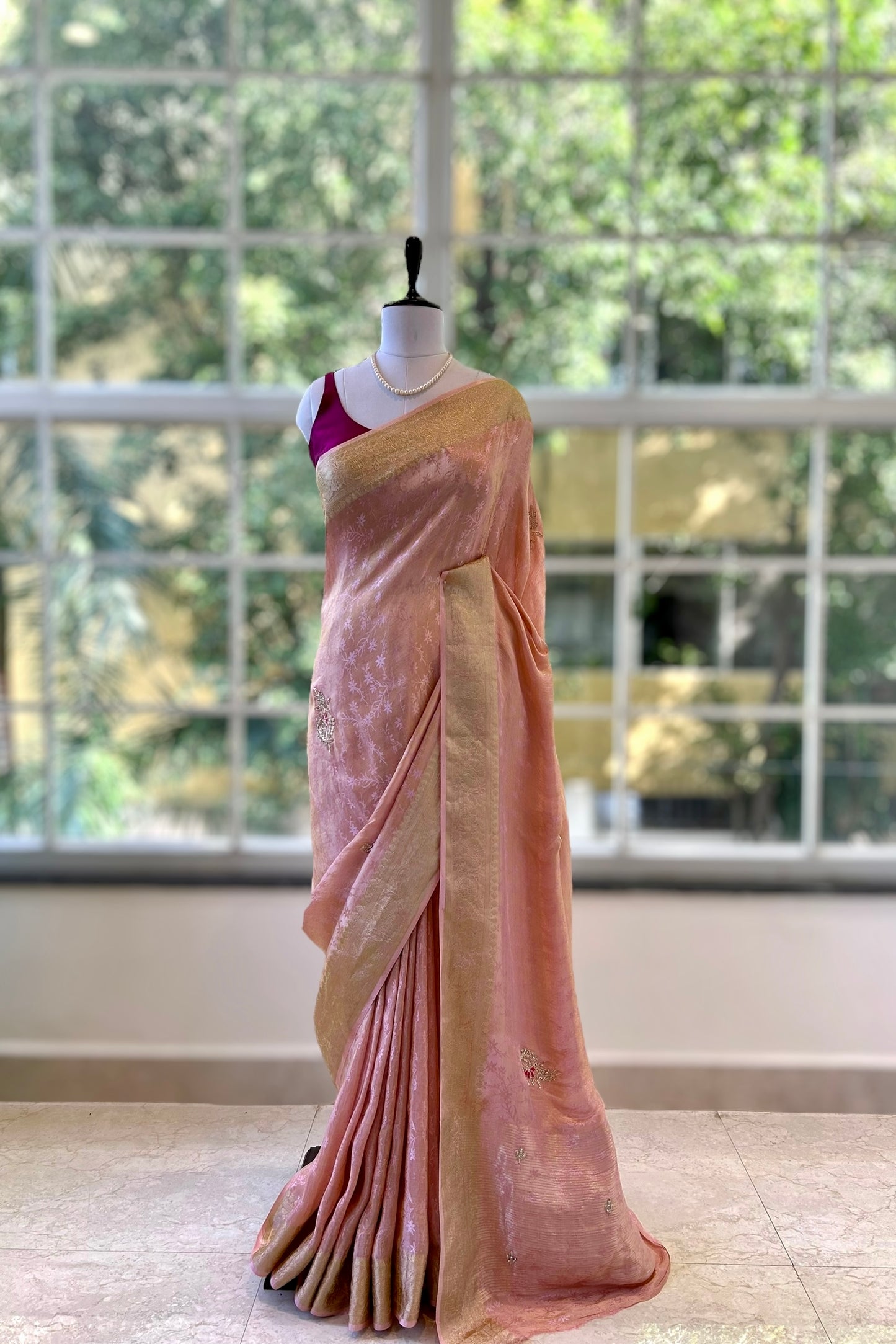 Soft tissue saree - Pink