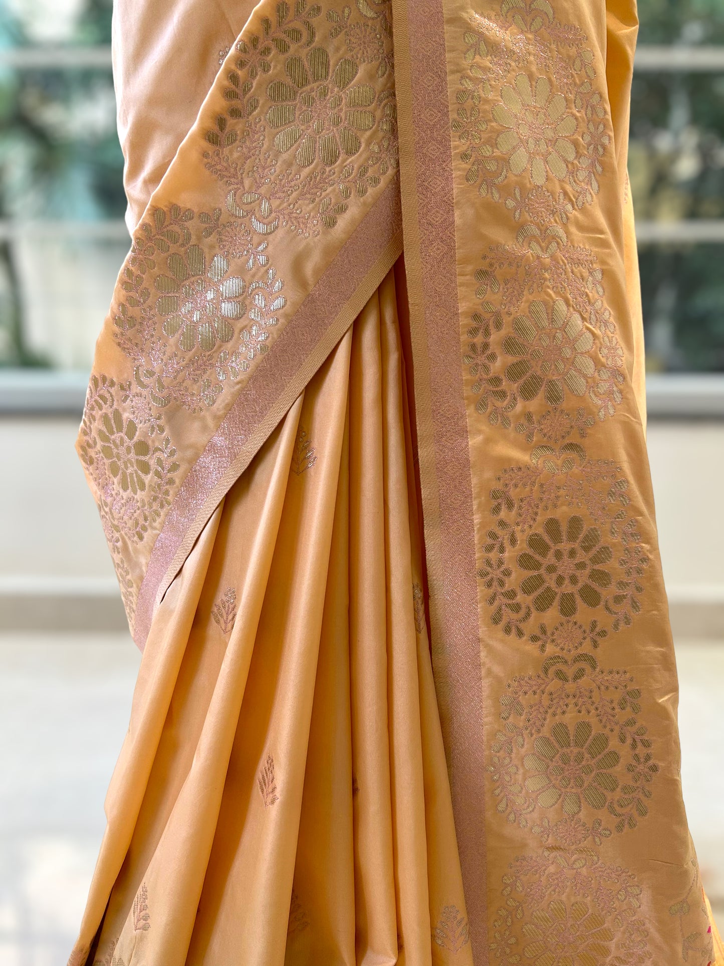 Baby pink silk saree