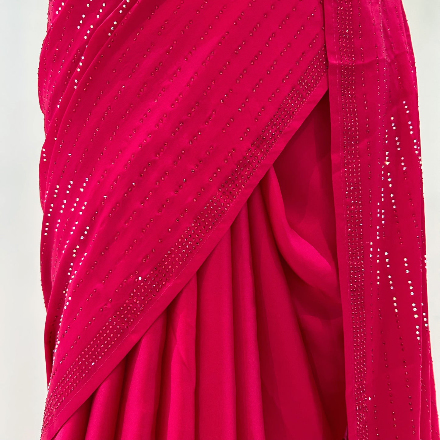 Magenta red sequins saree