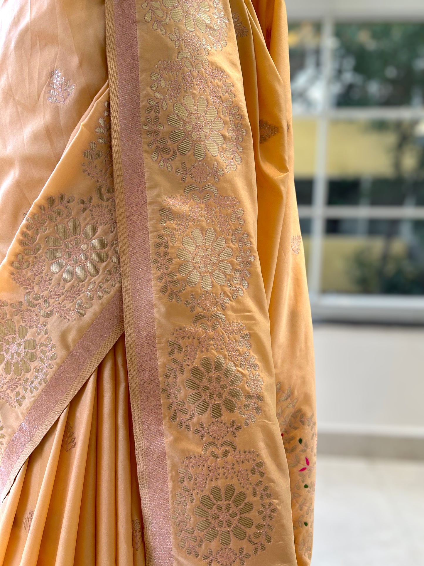 Baby pink silk saree