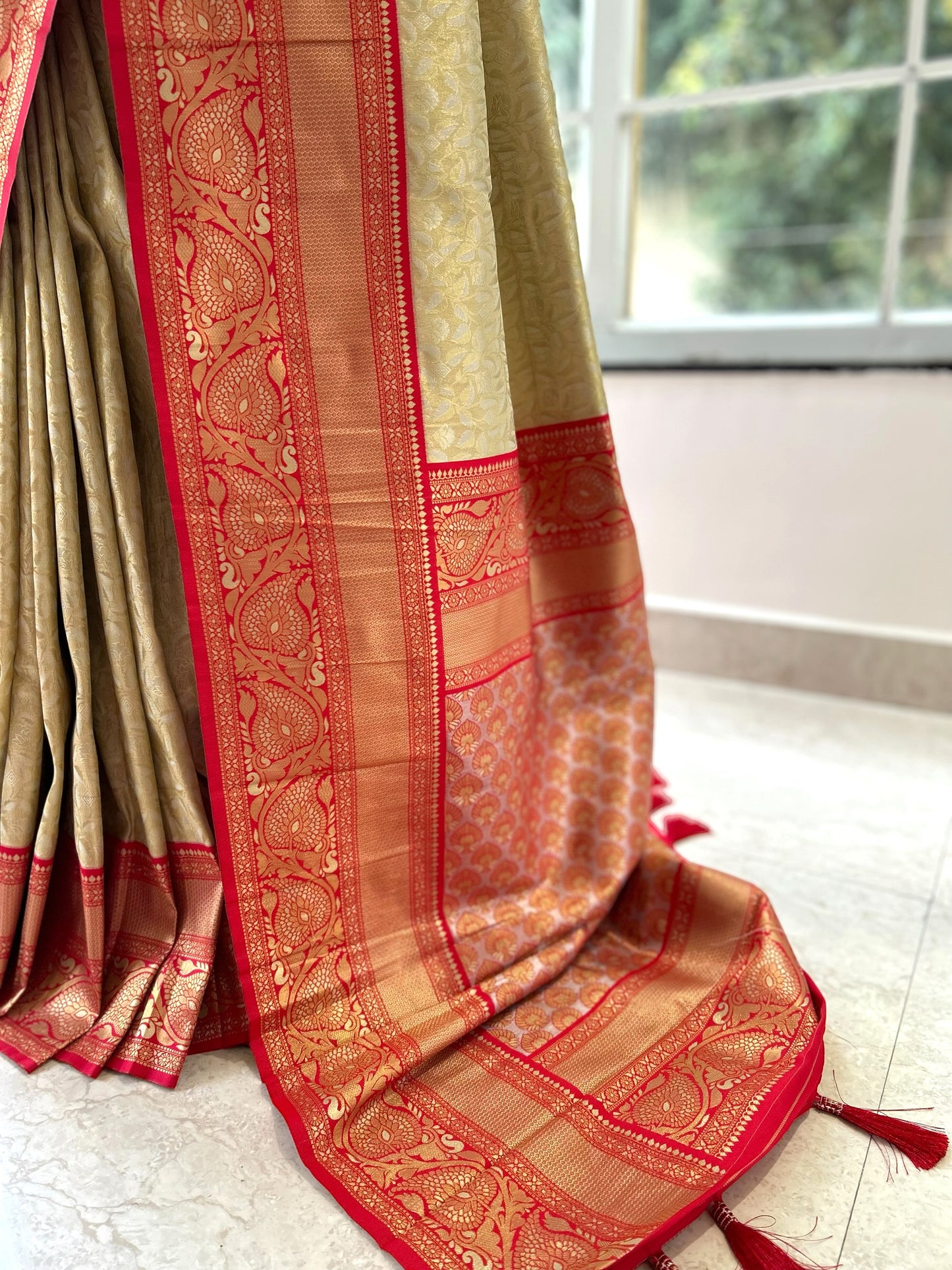 Golden silk saree