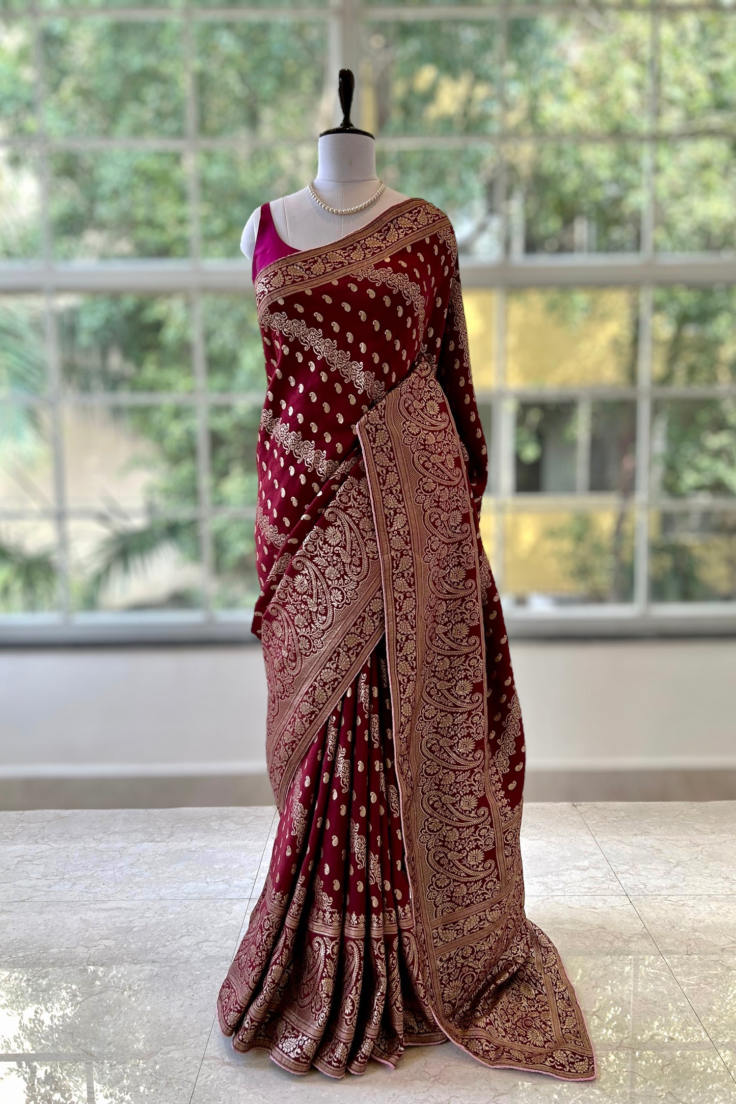 Brown Dola silk saree