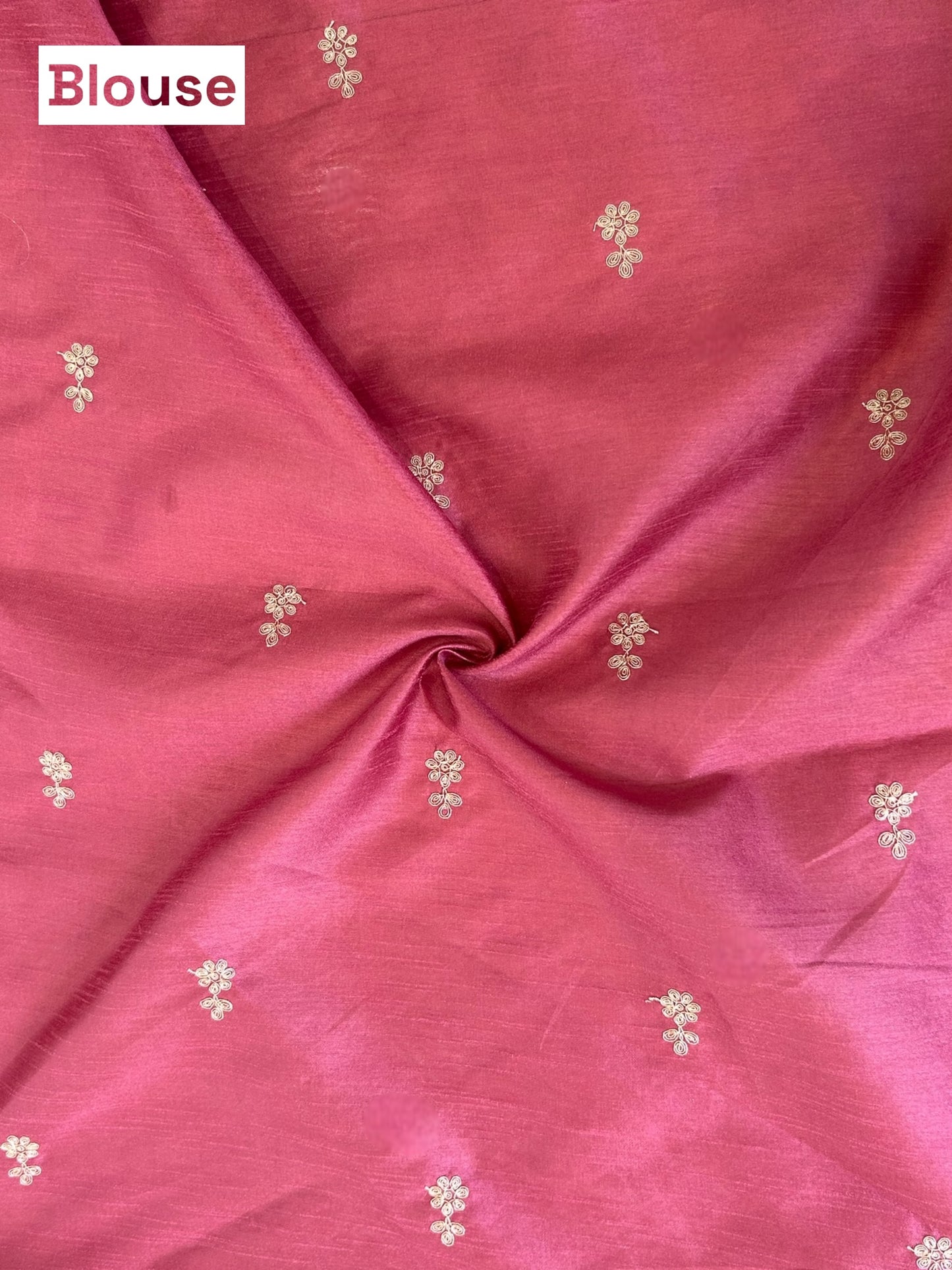 Satin chiffon aari work saree - Pink