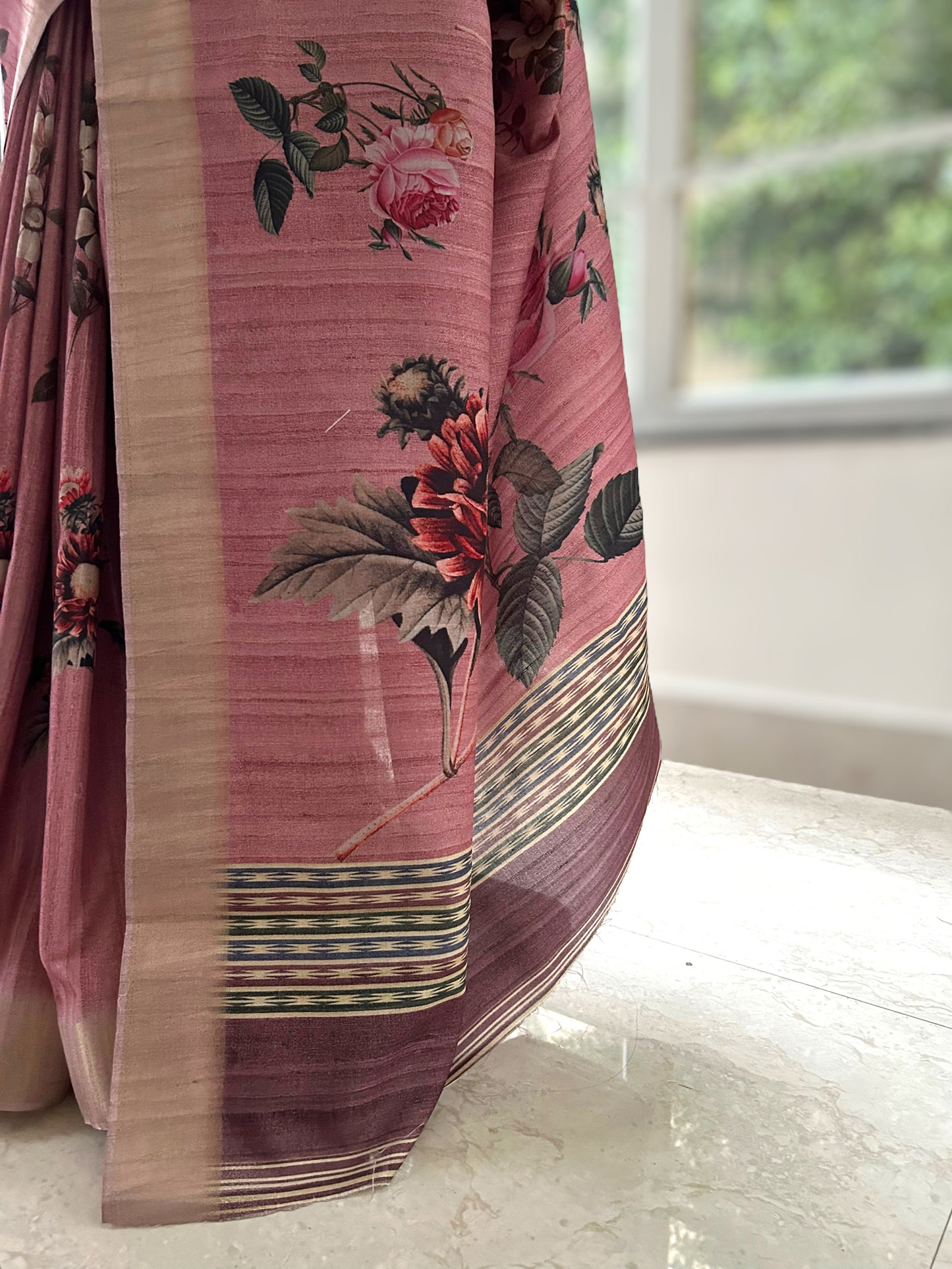 Pink Floral saree