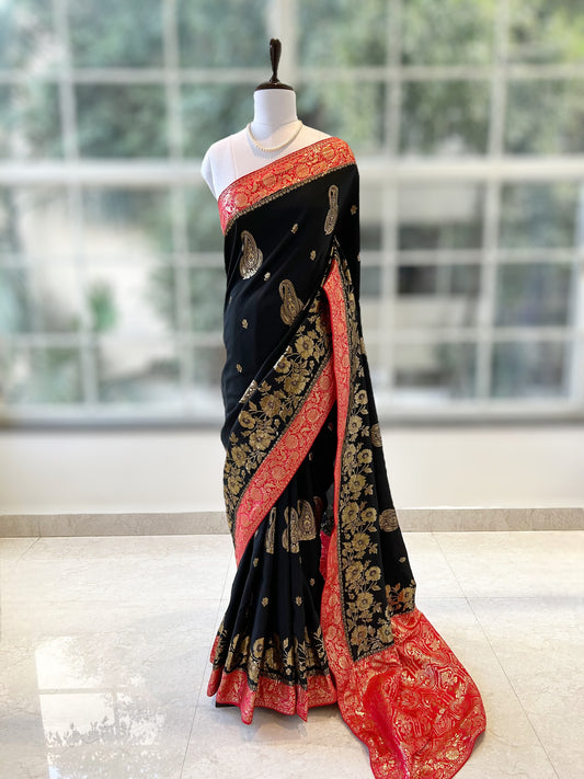 Black zari saree