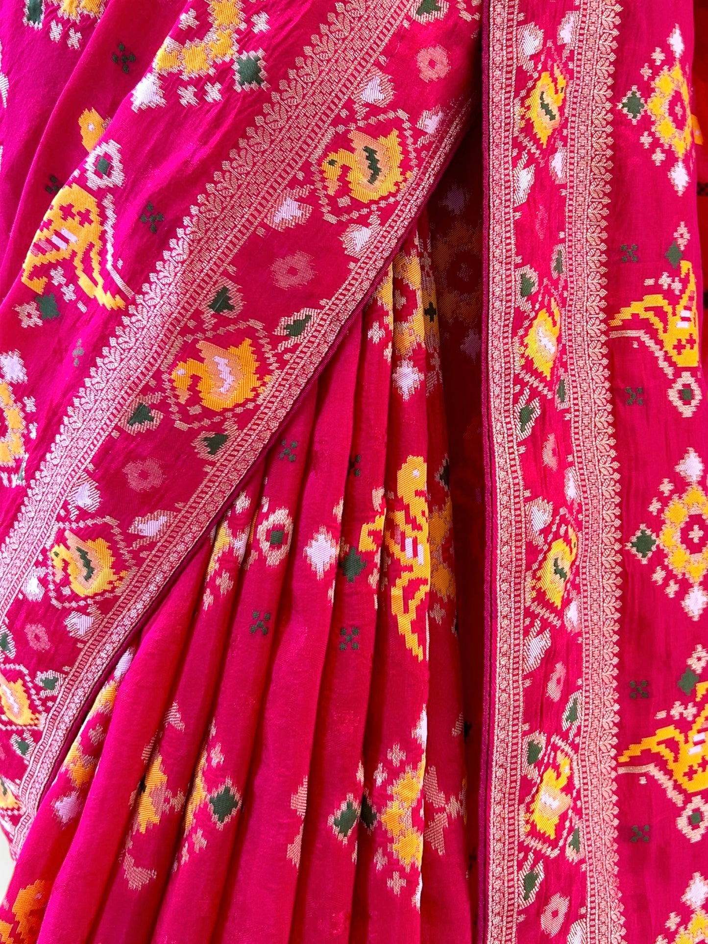 Pure dola silk patola saree - Rani pink