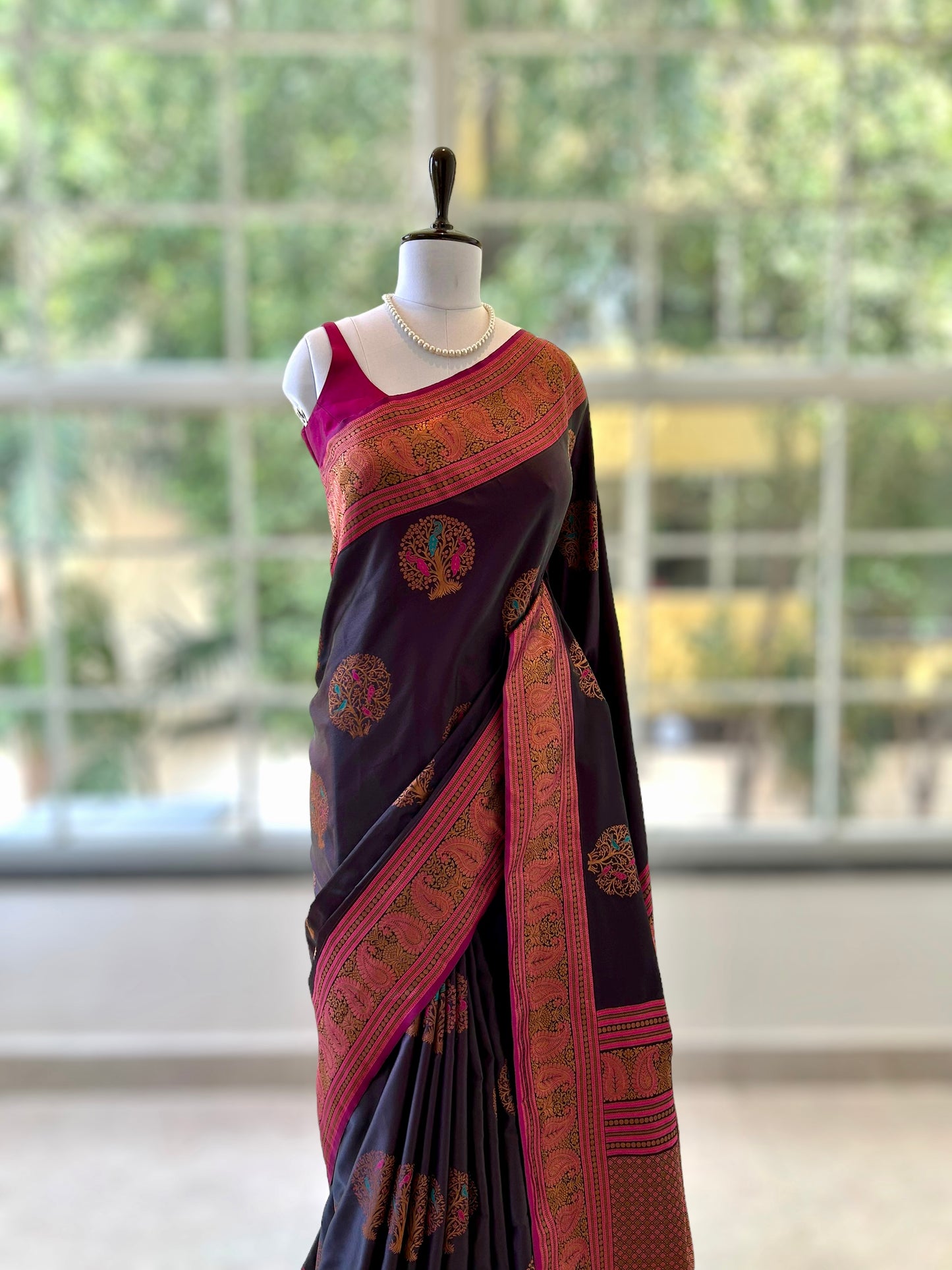 Rich brown soft silk saree