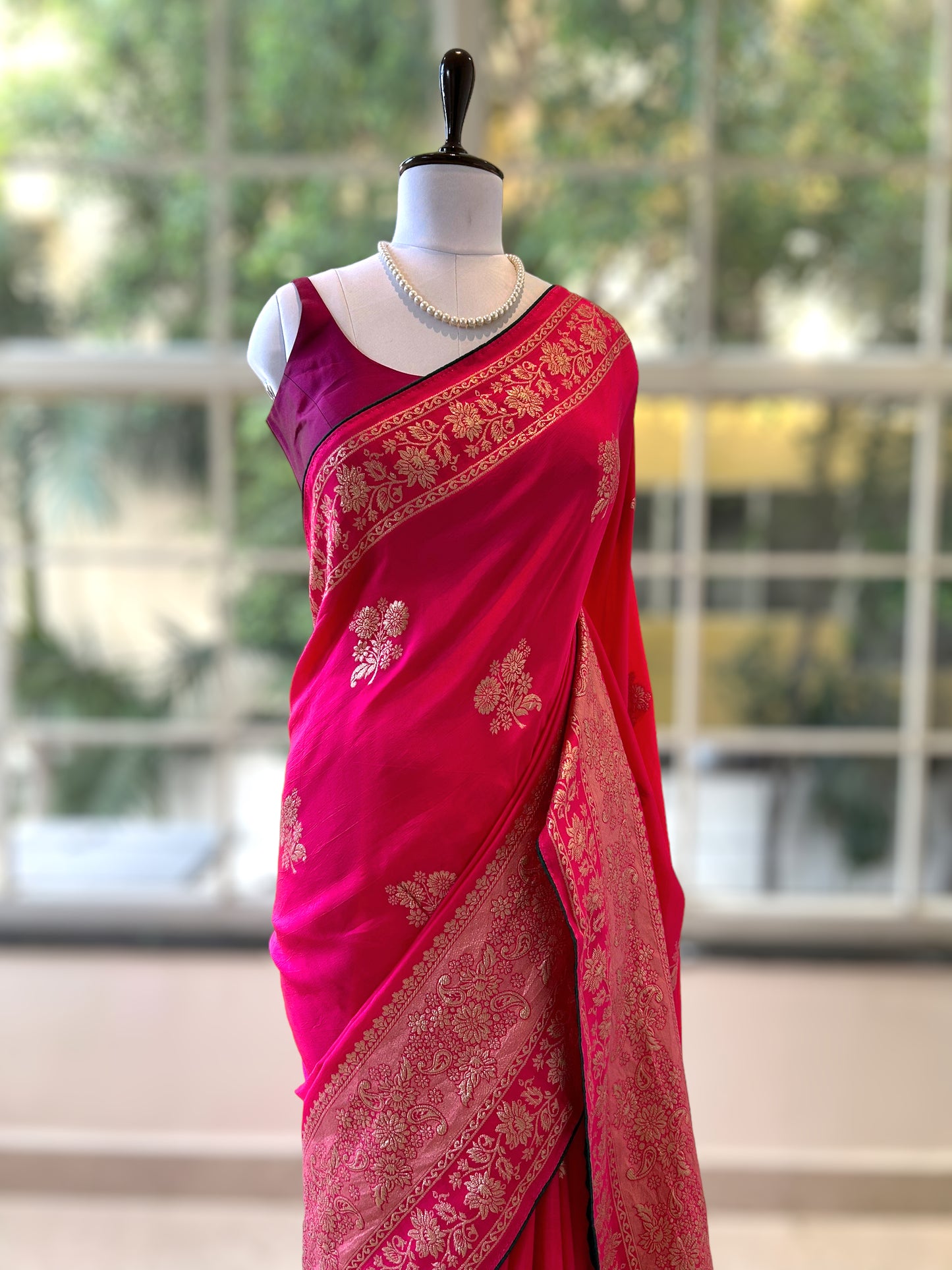 Rani pink Pure Dola silk saree