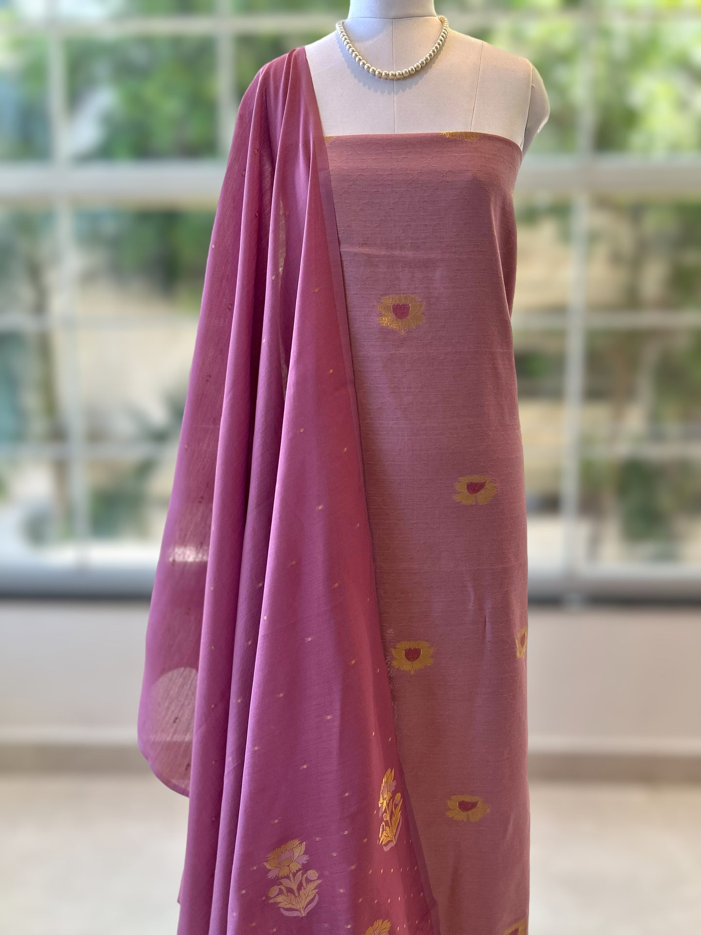 Purple pure soft chanderi cotton suit set