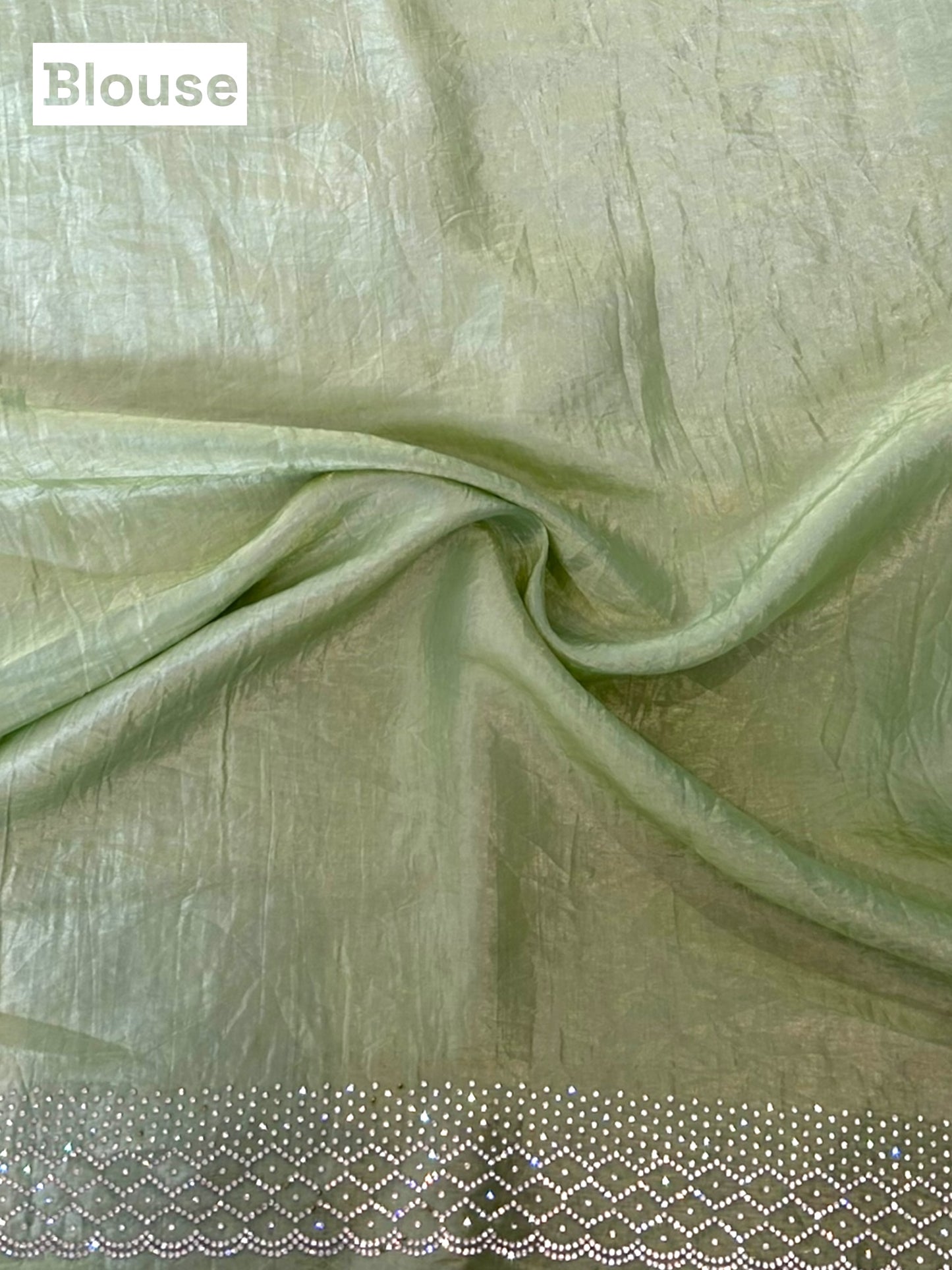 Soft crushed organza saree - Green