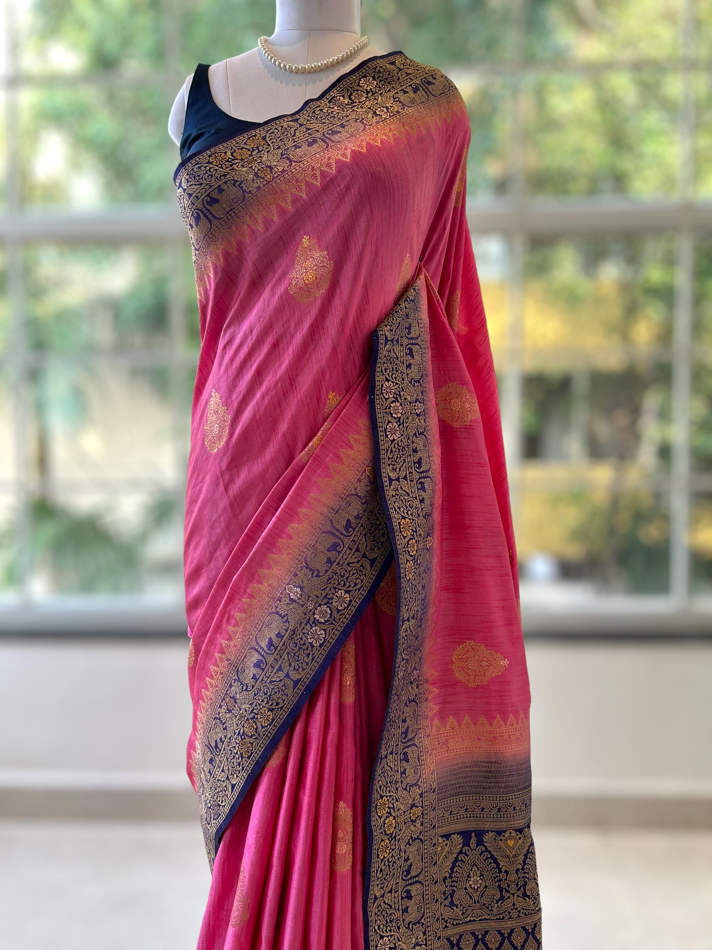 Pink soft silk saree