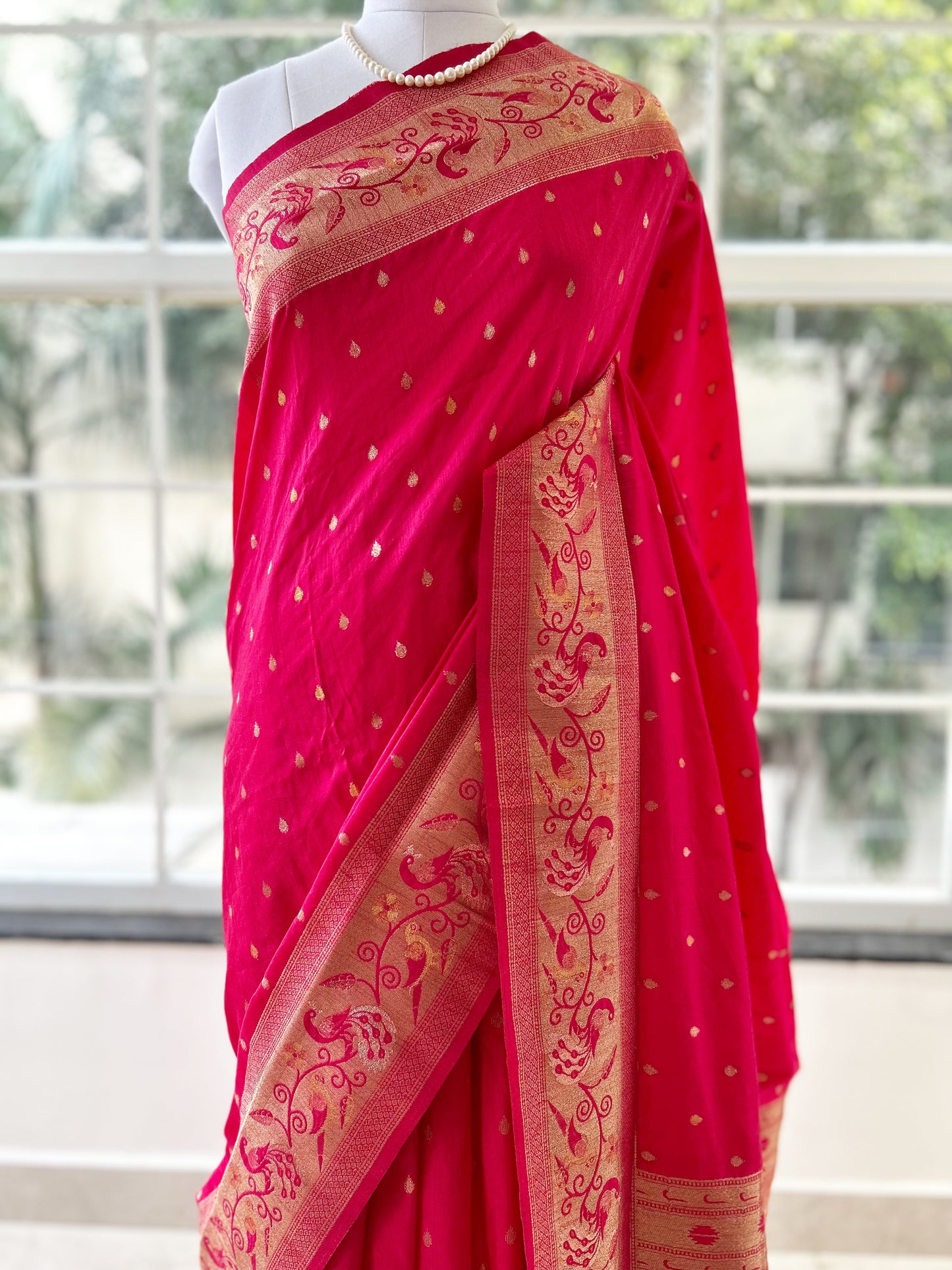 Rani pink soft silk saree