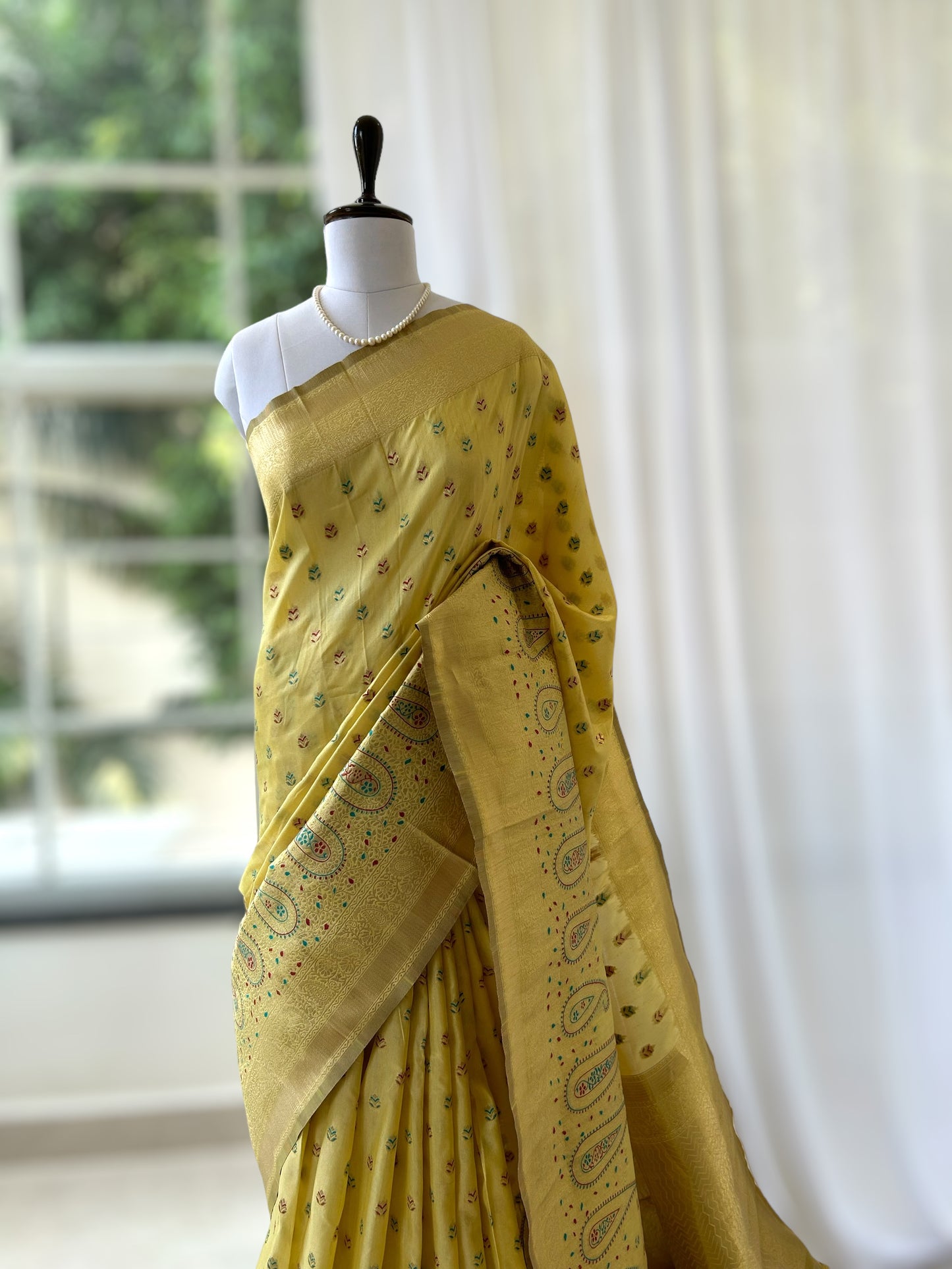 Yellow silk saree