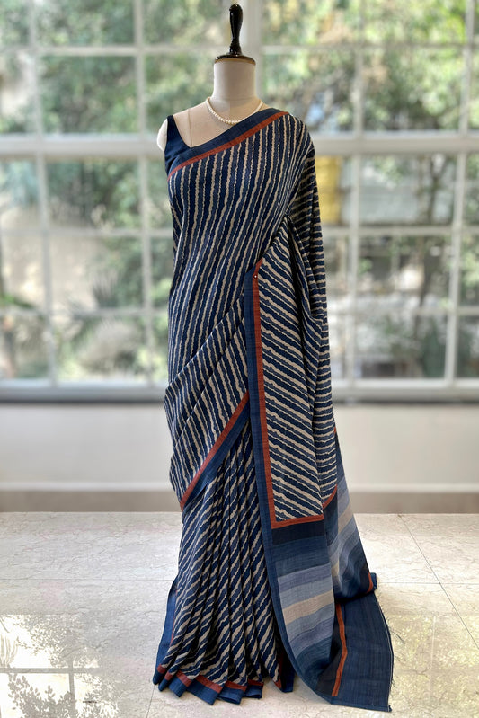 Tussar silk striped saree