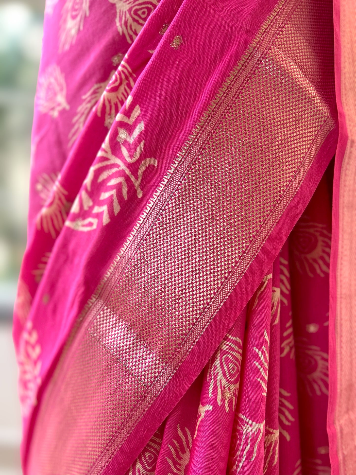 Pink pure soft cotton saree