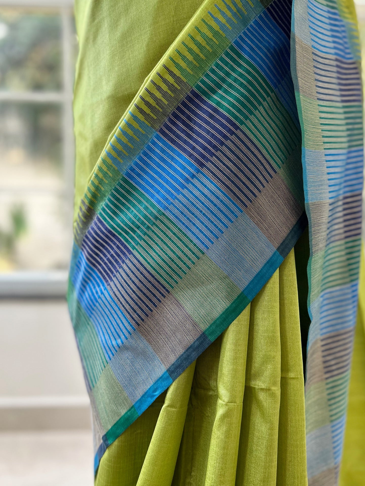 Parrot green soft cotton saree