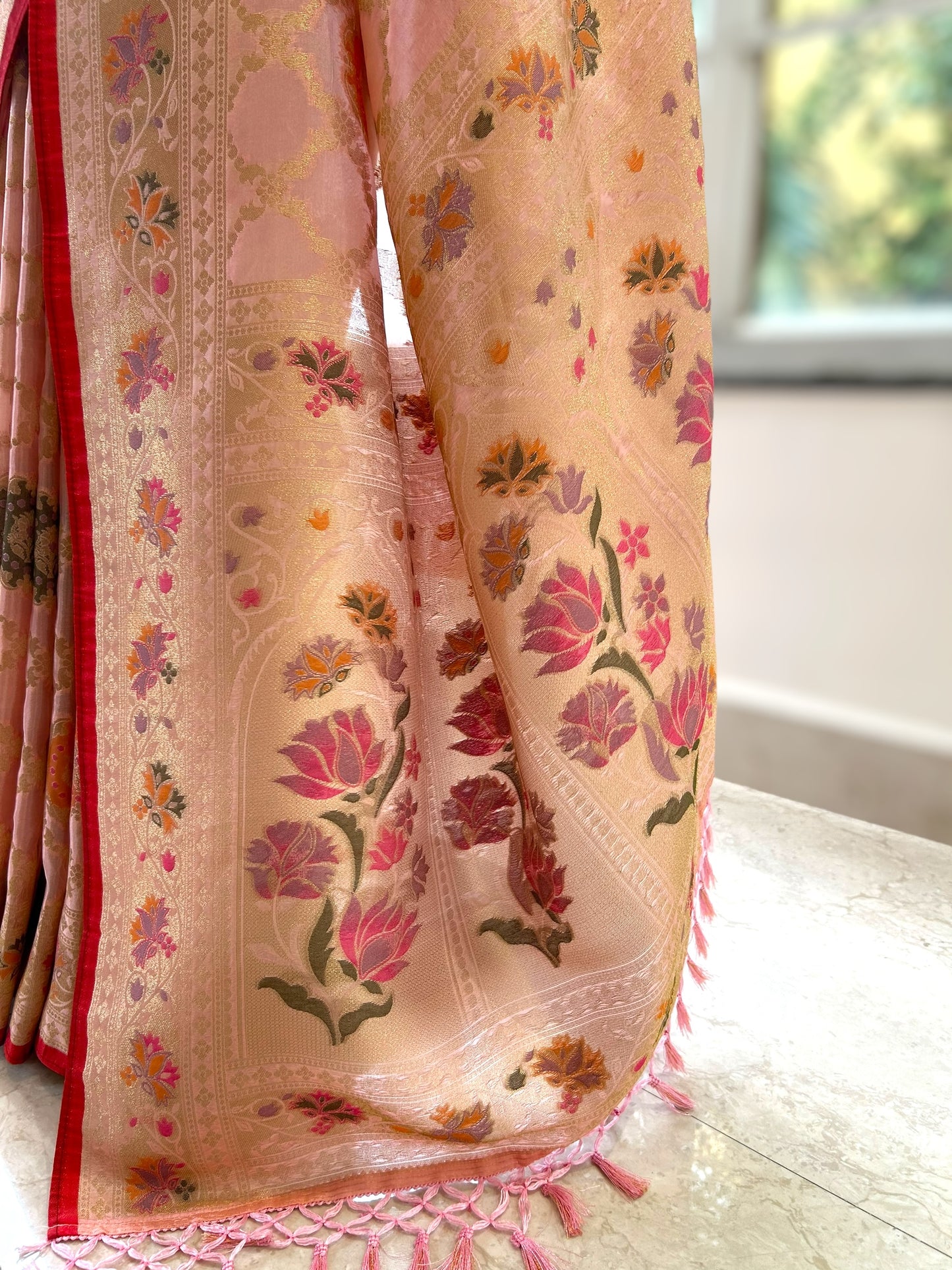 Zari silk saree - Baby Pink