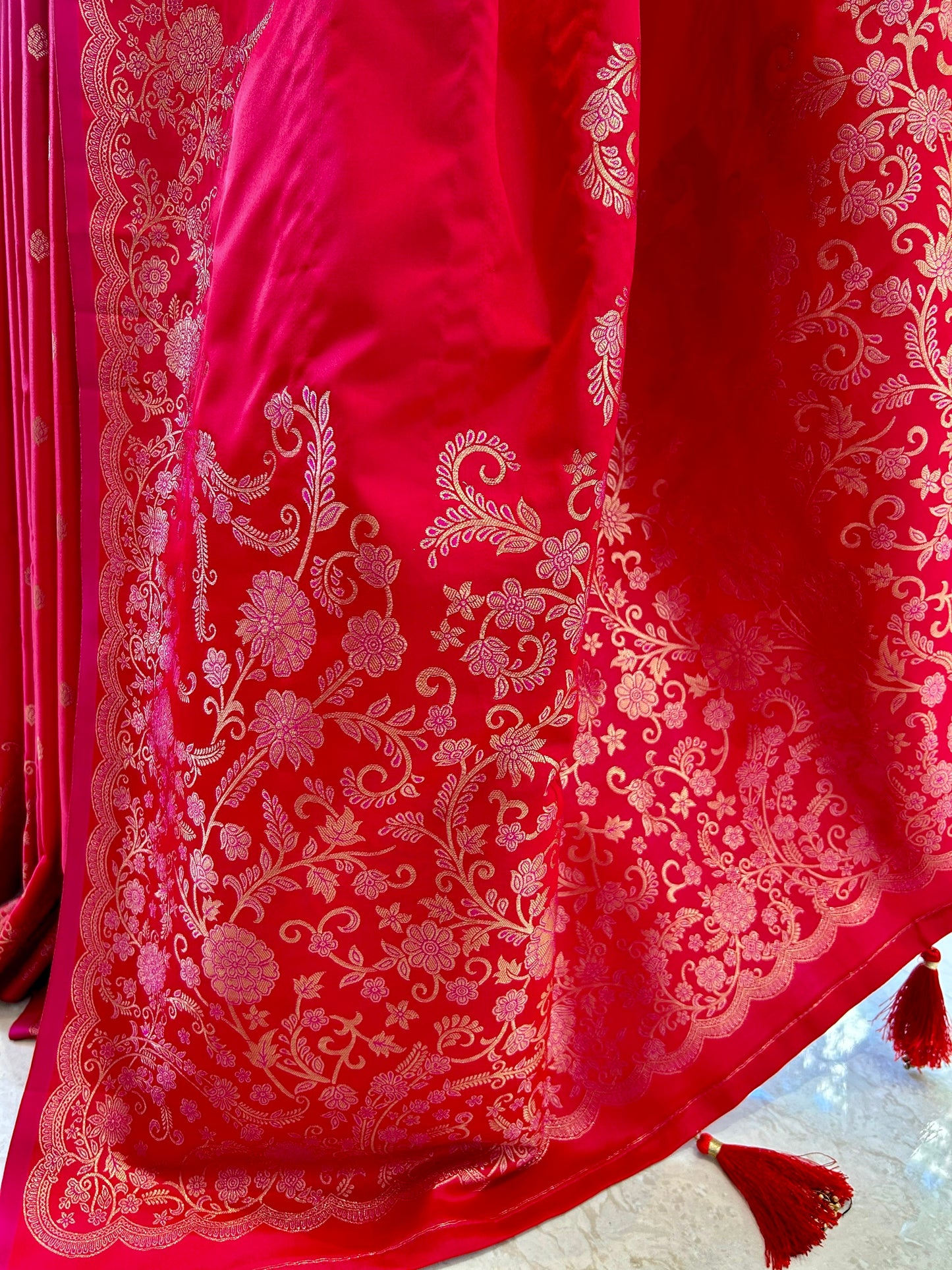 Red soft silk saree