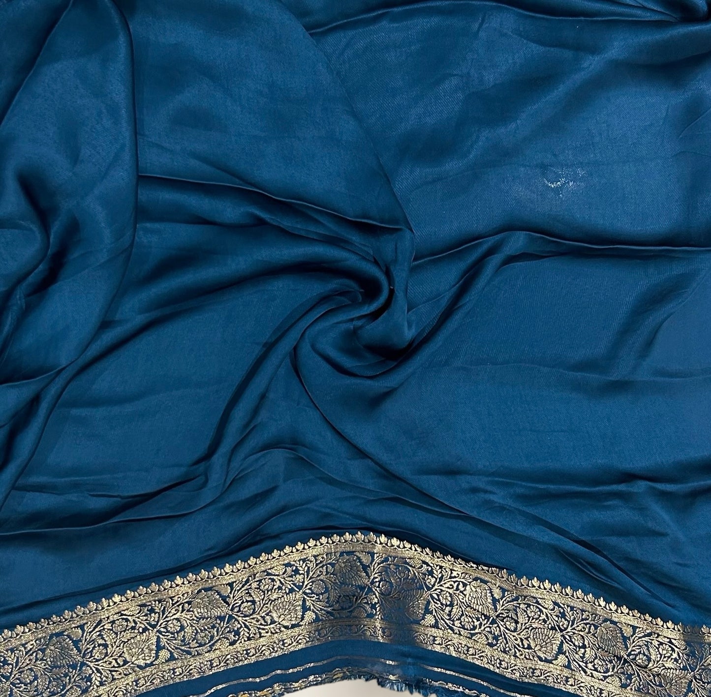 Blue pure satin saree