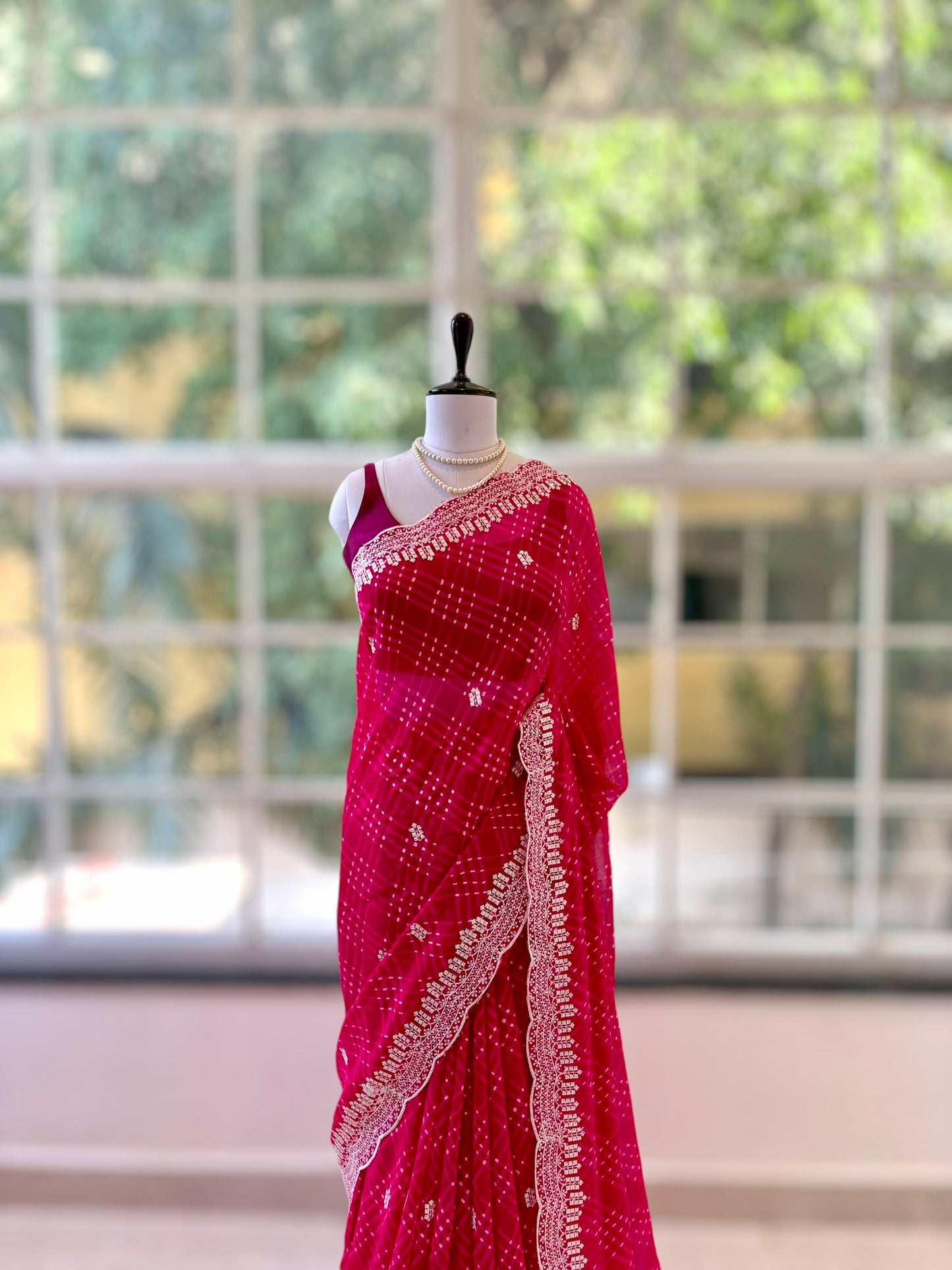 Georgette motara saree - Pink