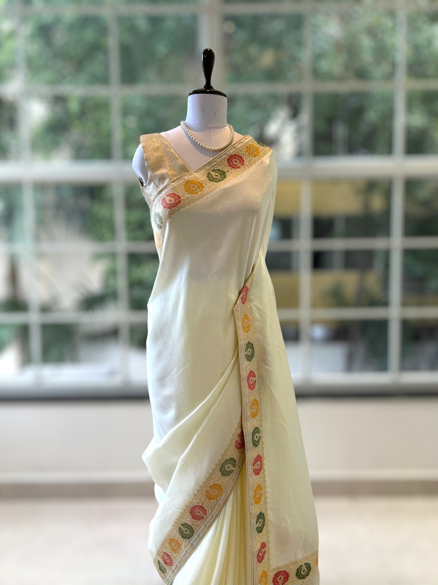 Off white silk saree