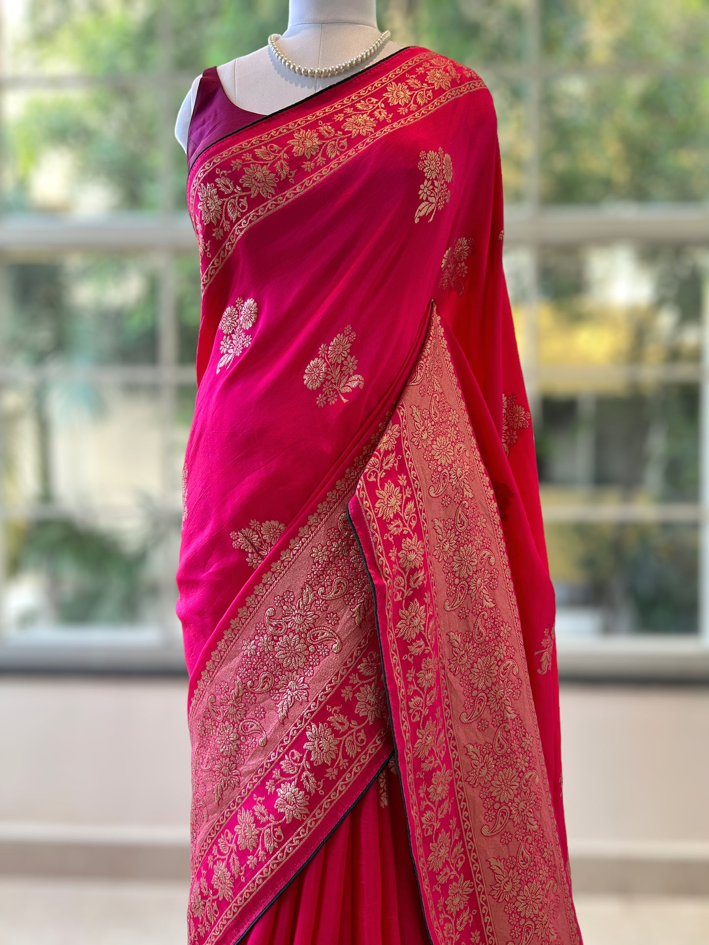 Rani pink Pure Dola silk saree