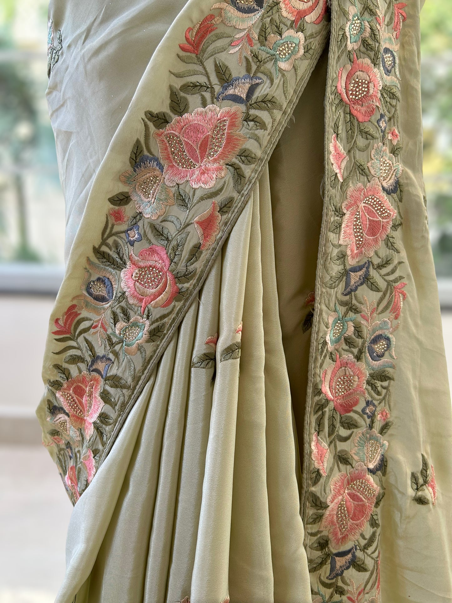 Floral Embroidered saree