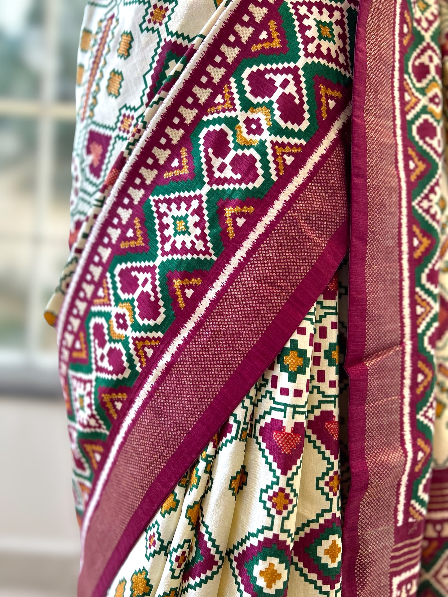 White patola saree